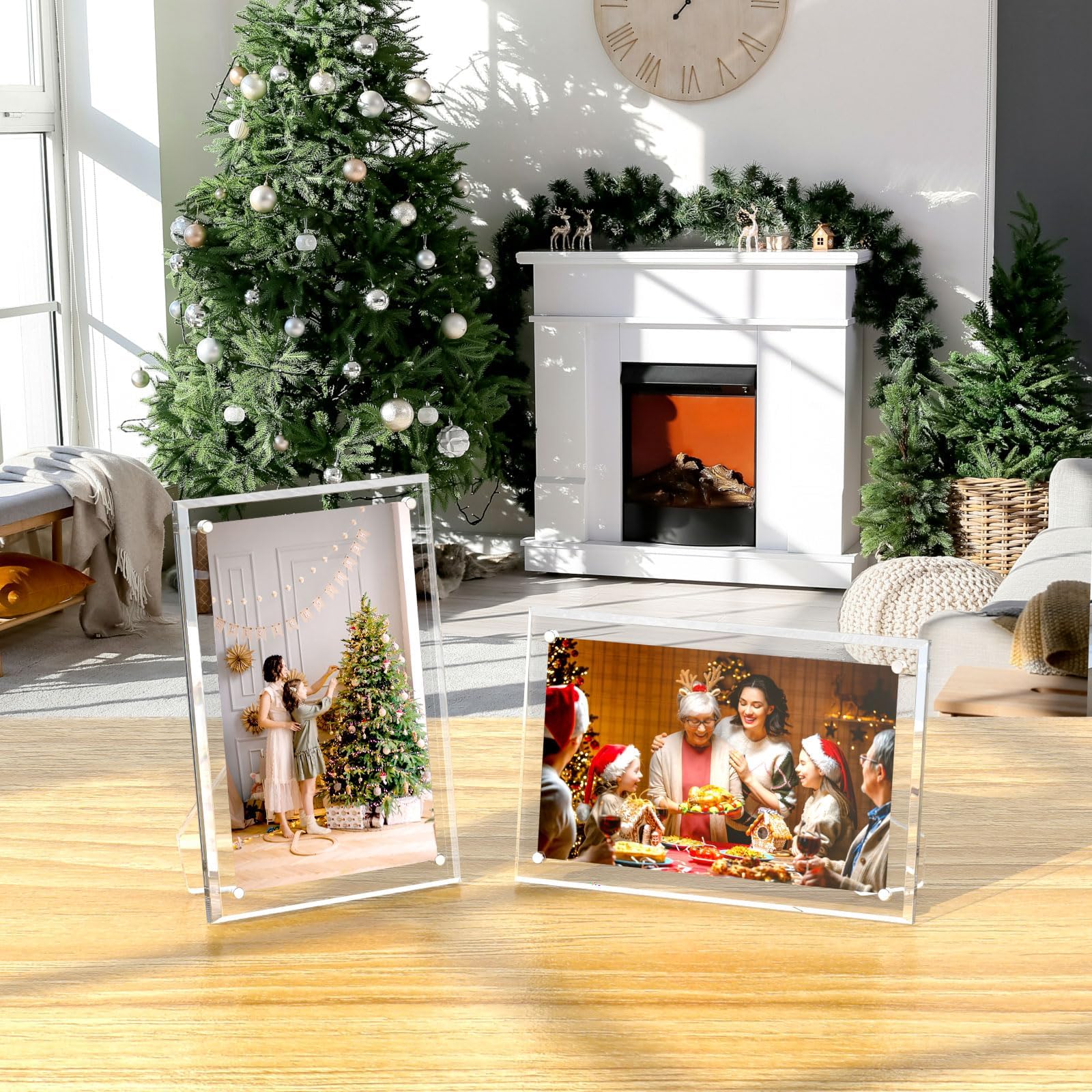 4x6 Acrylic Picture Frames 3 Pack, Clear Picture Frames with Stand