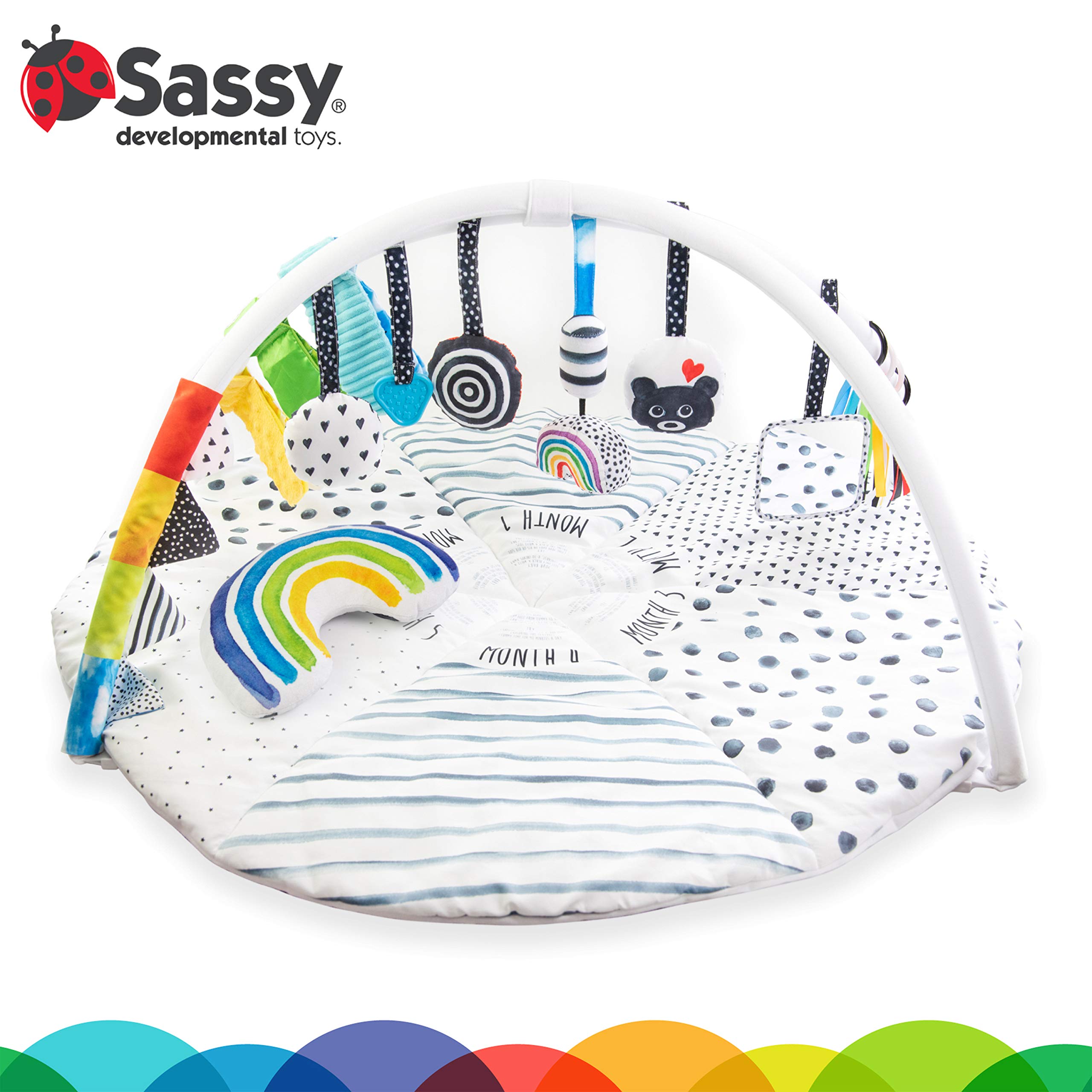 Developmental Play Gym, Sensory Tummy Time Activity Play Mat w/Built-in Instructions