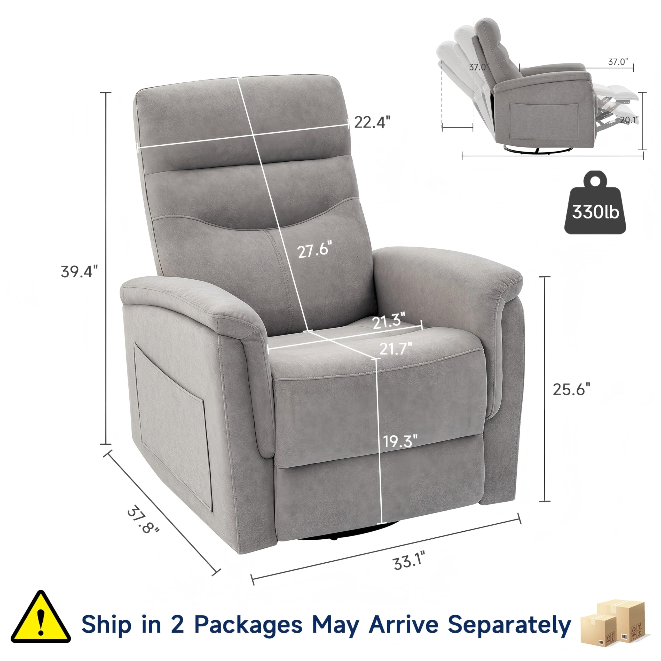 360° Swivel Glider Rocking Chair with Deep Seat Recliner