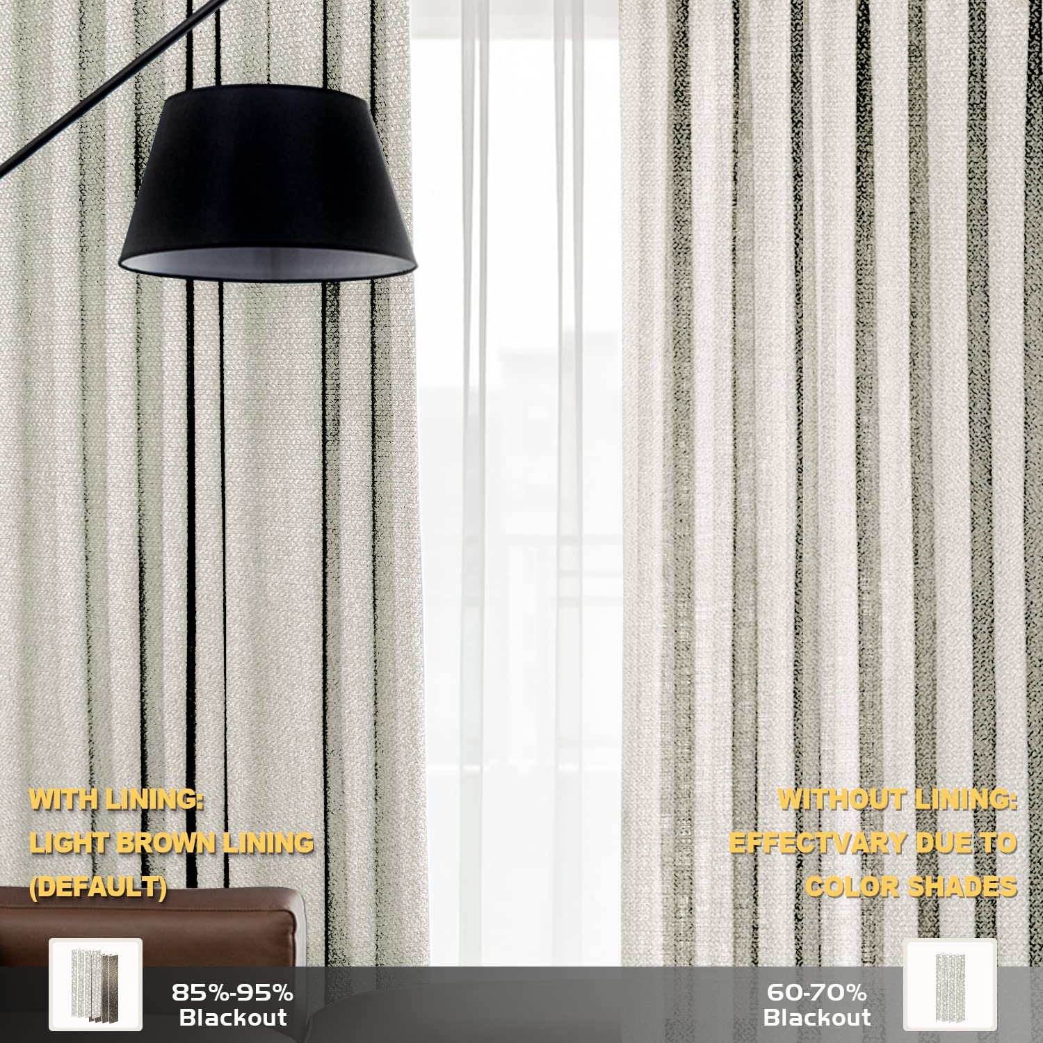 Faux Linen Curtain for Kids Room, Pinch Pleat Drapes 102 inch Length