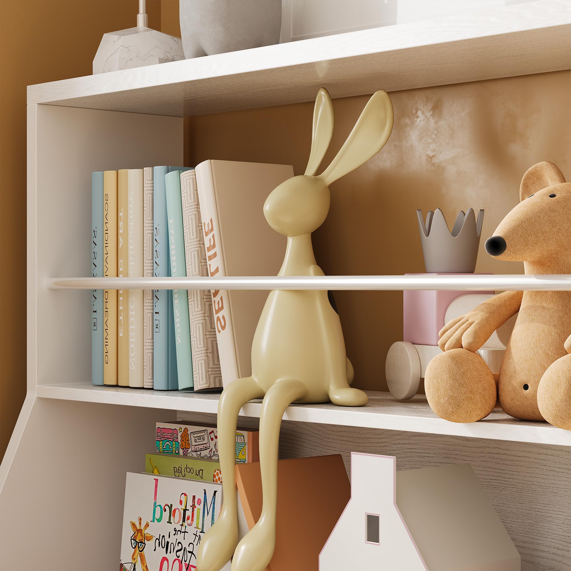 Kids Toy Storage Organizer with Bookshelf and Movable Drawers