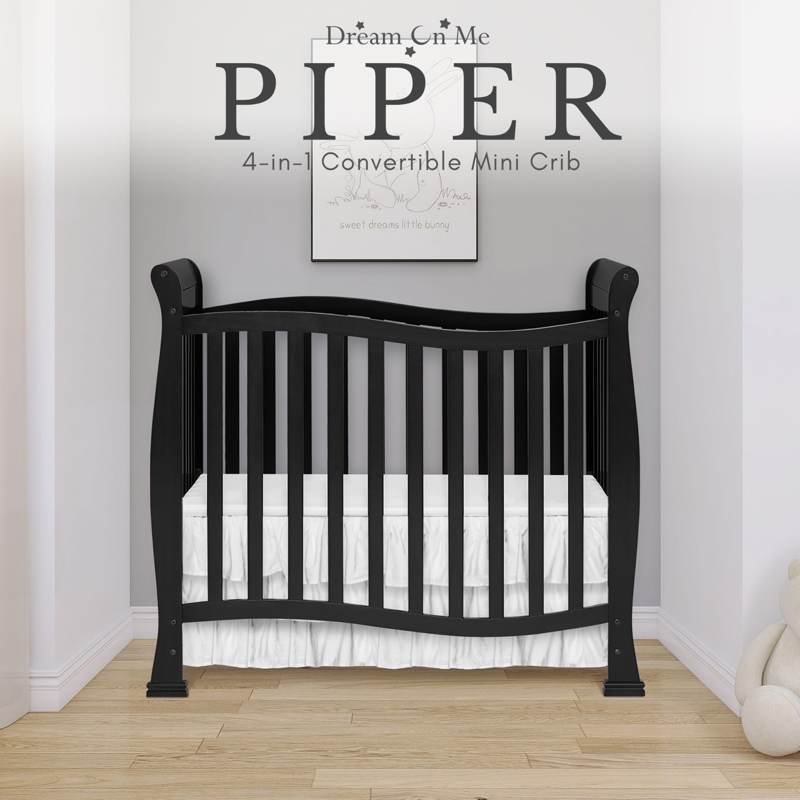 Violet 4-In-1 Convertible Mini Crib In Black