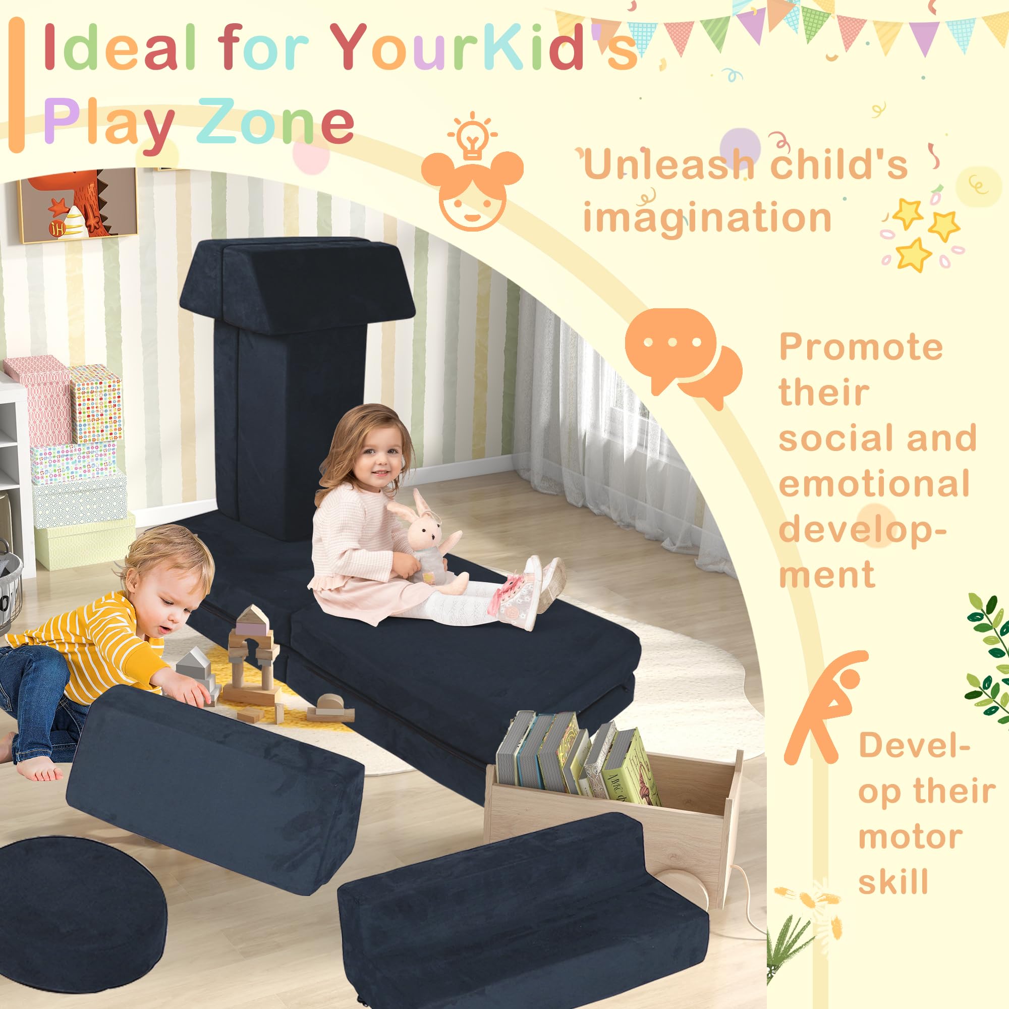 Modular Kids Play Couch 10-Piece Foam Sofa Set