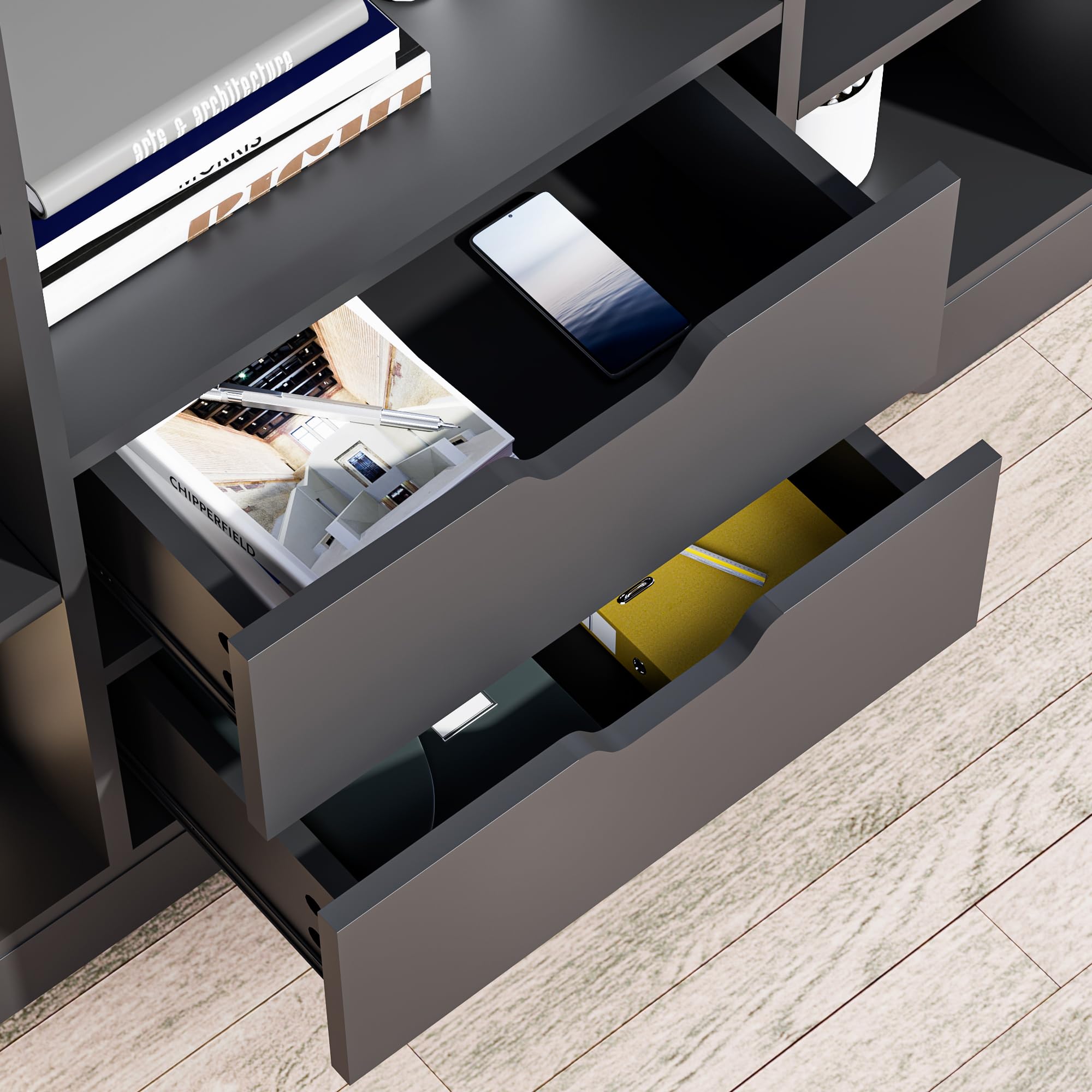 Kids Bookshelf Storage Organizer with 10 Cubes and 2 Drawers
