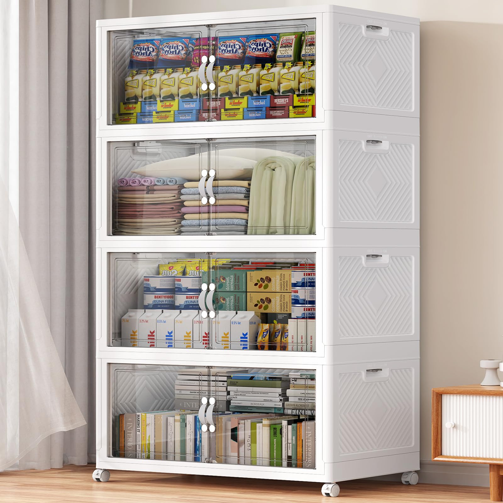 640QT Extra Large Stackable Storage Bins, 160Gal Clear Plastic Closet Organizer Cabinet