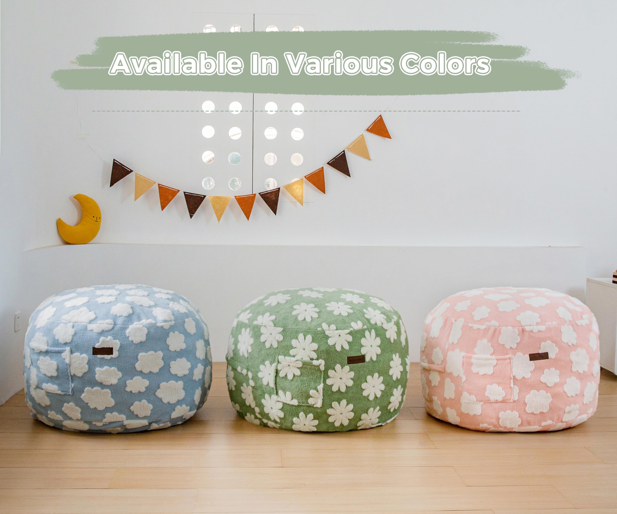 Convertible Bean Bag Chair Bed for Kids with Floral Design