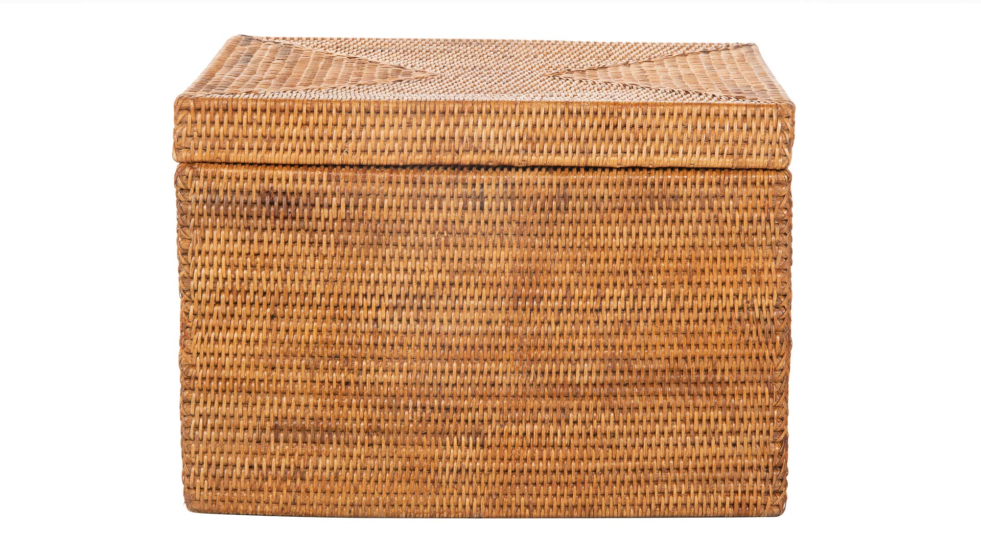 La Jolla Rattan Box Basket - Wicker Storage Basket with Lid, Decorative