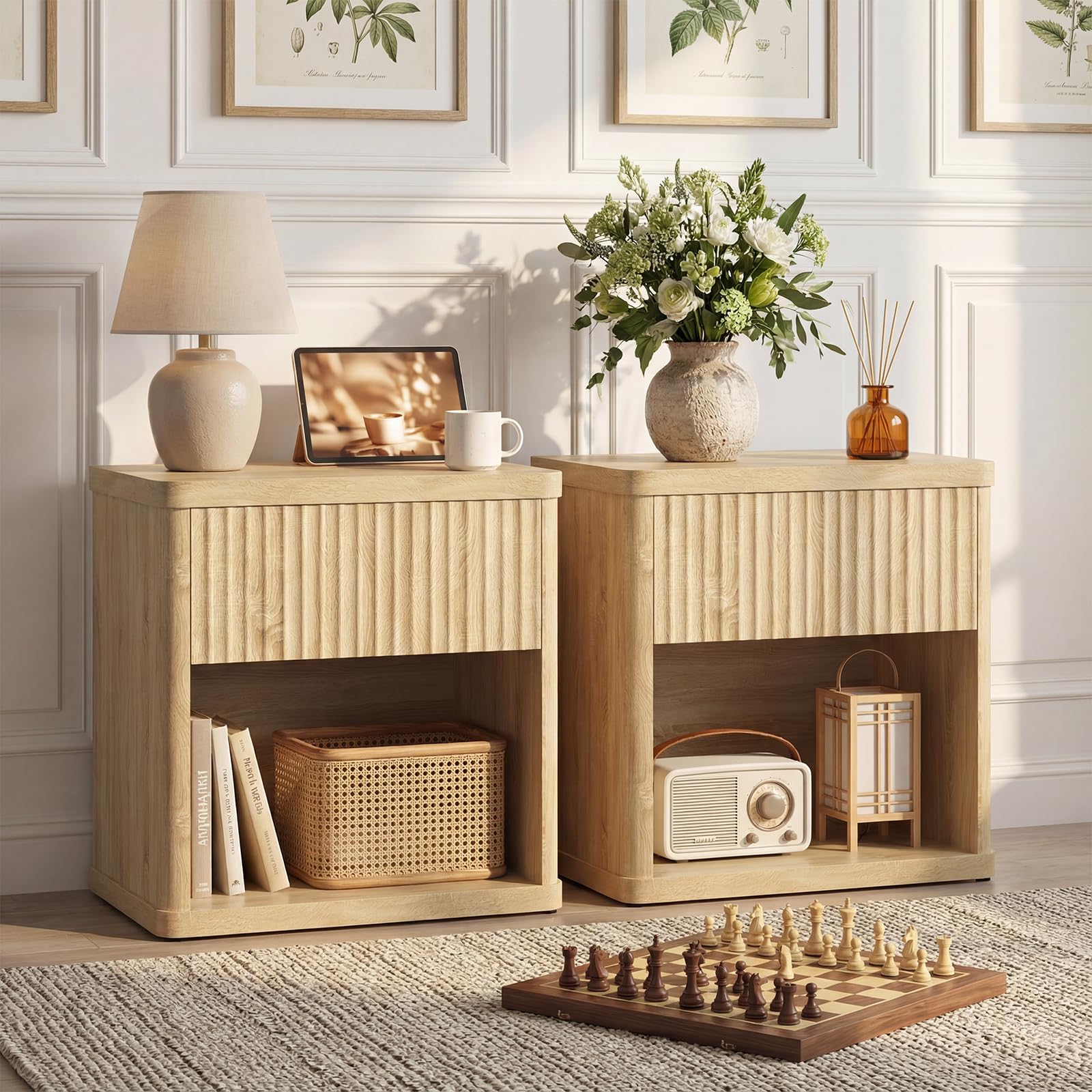 Large Modern Nightstand with Drawer Storage