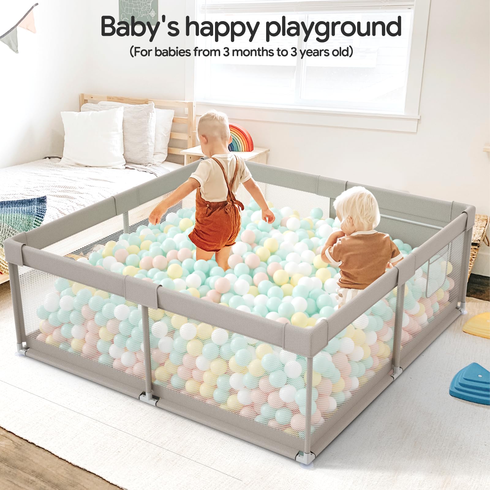 Baby Playpen with Mat 59x59 Inch Extra Large