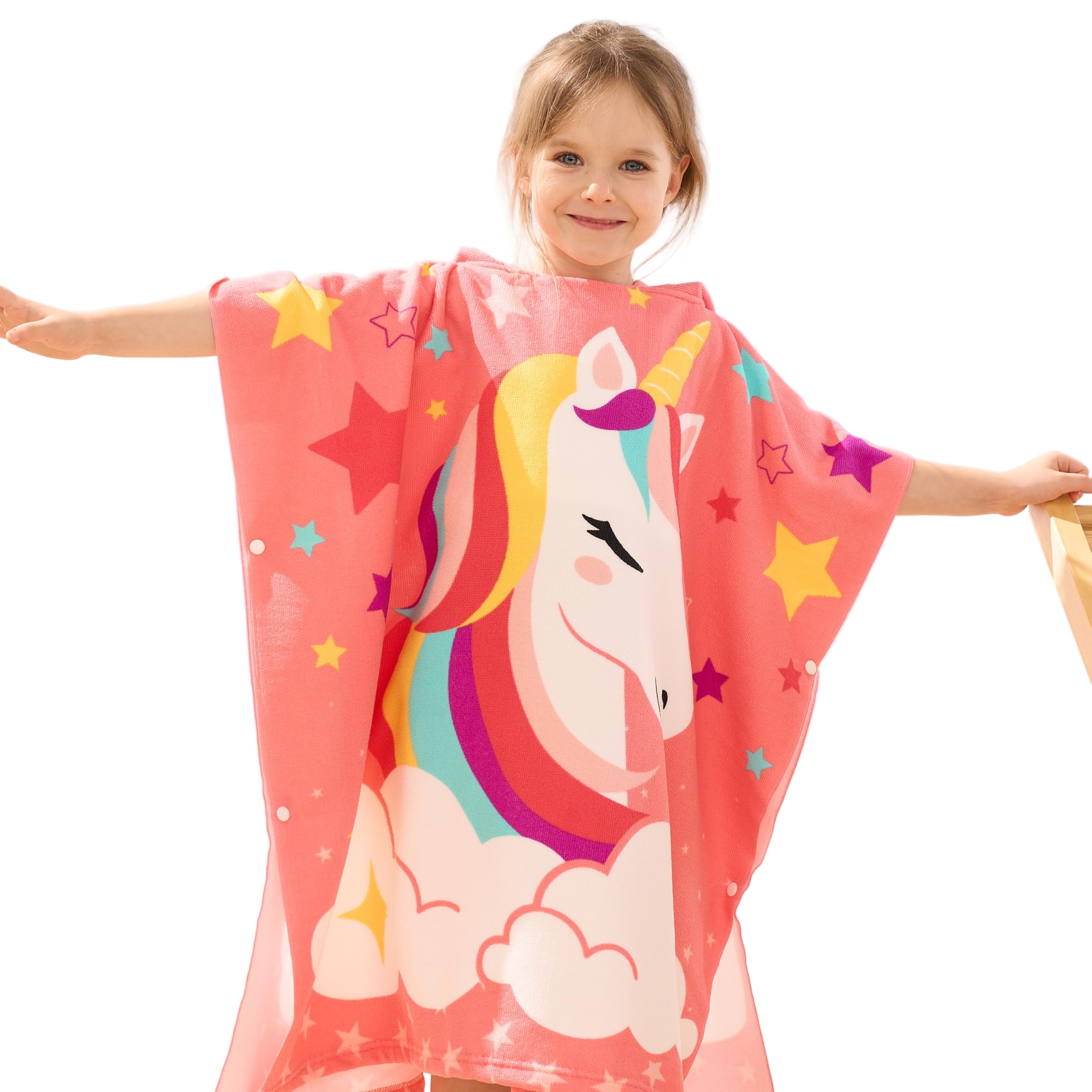 Kids Beach Towels with Hood for 3-10 Years Boys Girls Unicorn Hooded Toddler Bath