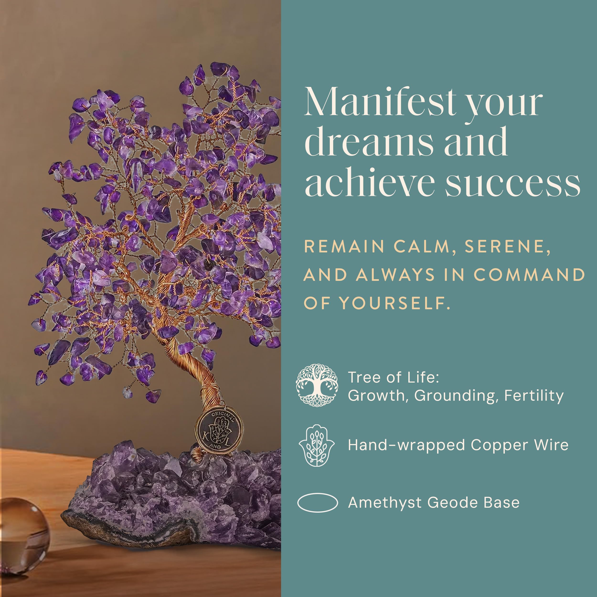 Amethyst Crystal Feng Shui Tree of Life 8 Inch