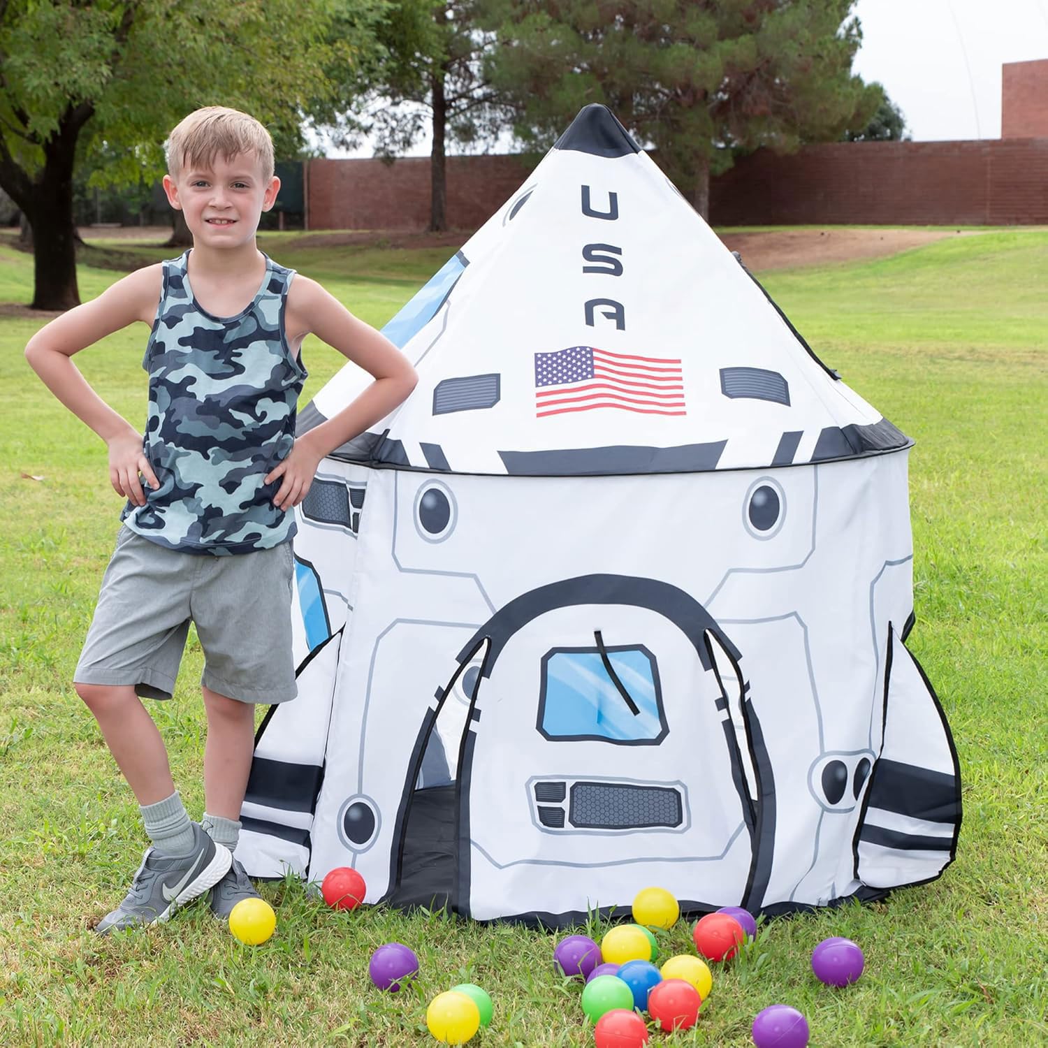 Rocket Ship Play Tent for Kids Indoor Outdoor