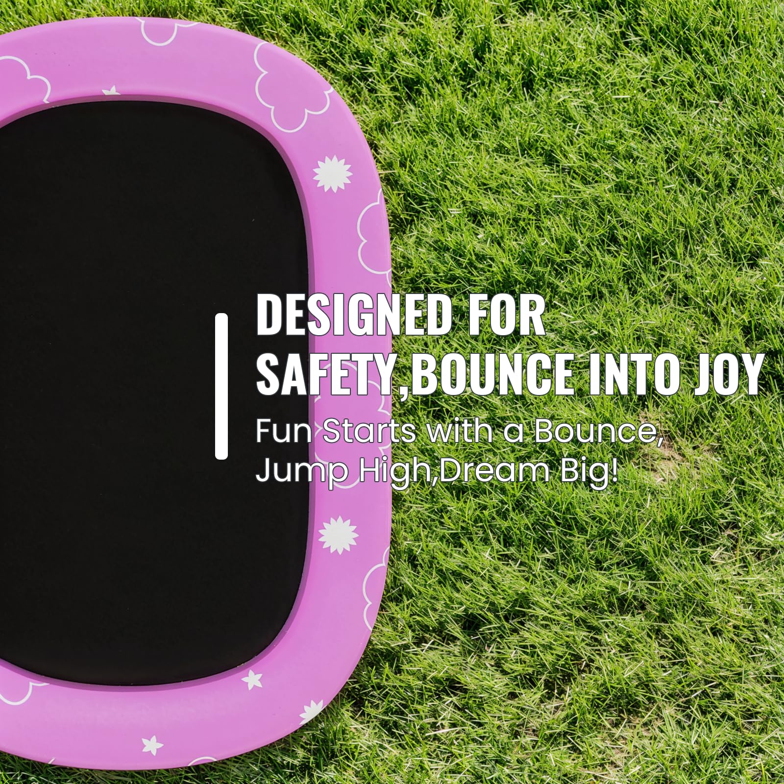 Kids Trampoline with Safety Net and Adjustable Height