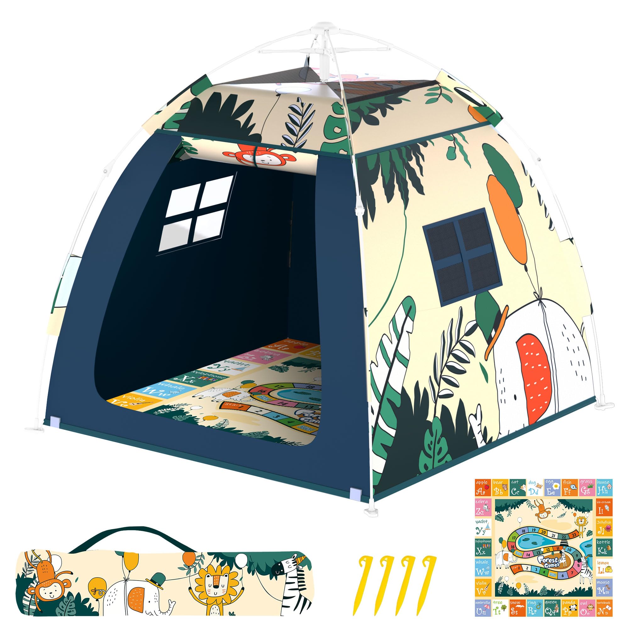 Outdoor Multi-Purpose Play House for Toddlers-Easy to Set up and Pop up Play Tent with Tunnel and Playhouse Kids Indoor Outdoor, Outdoor/Indoor Kid's Pop Up Play House, Gift for Toddlers(Monkey)