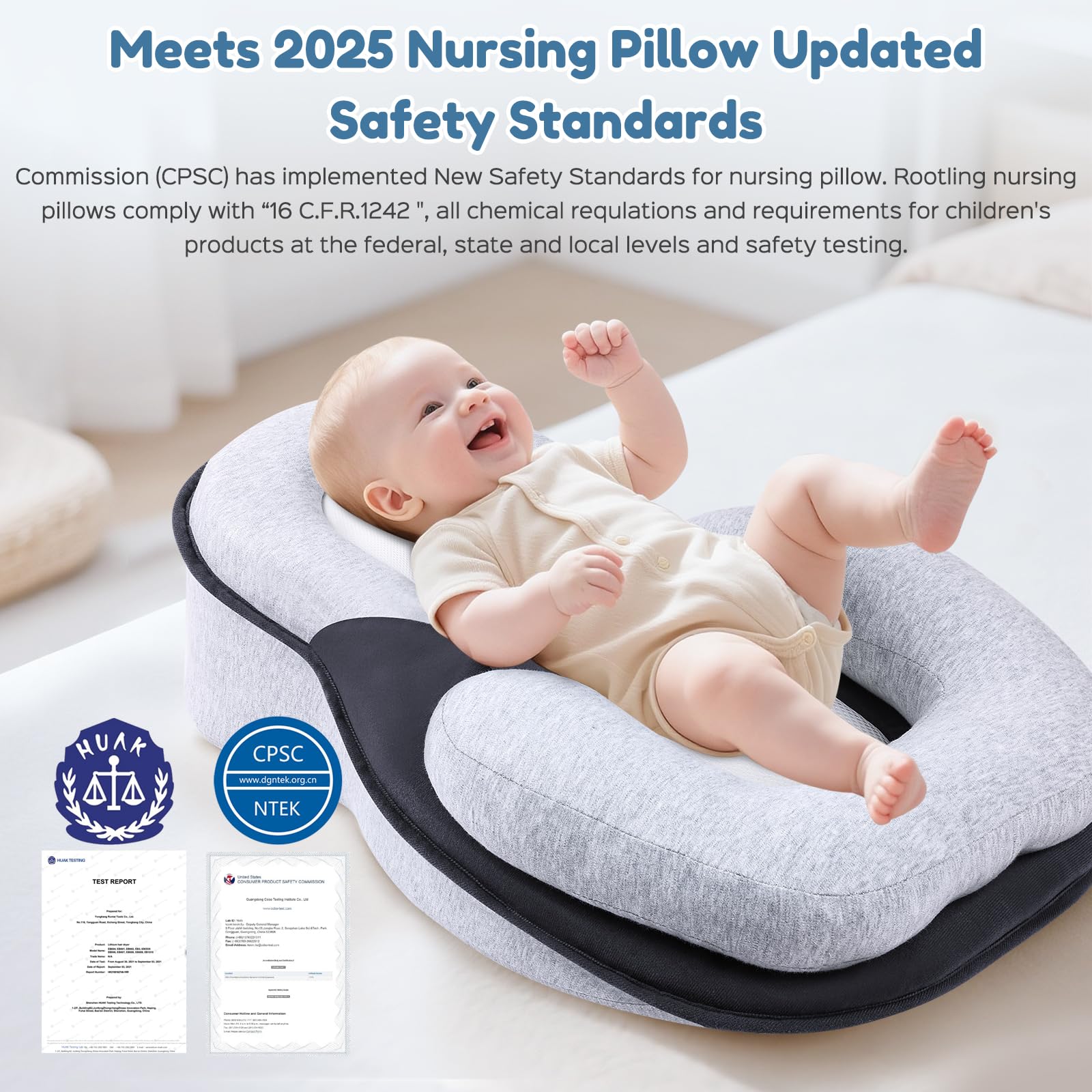 Natural Latex Nursing Pillow with Organic Cotton Cover