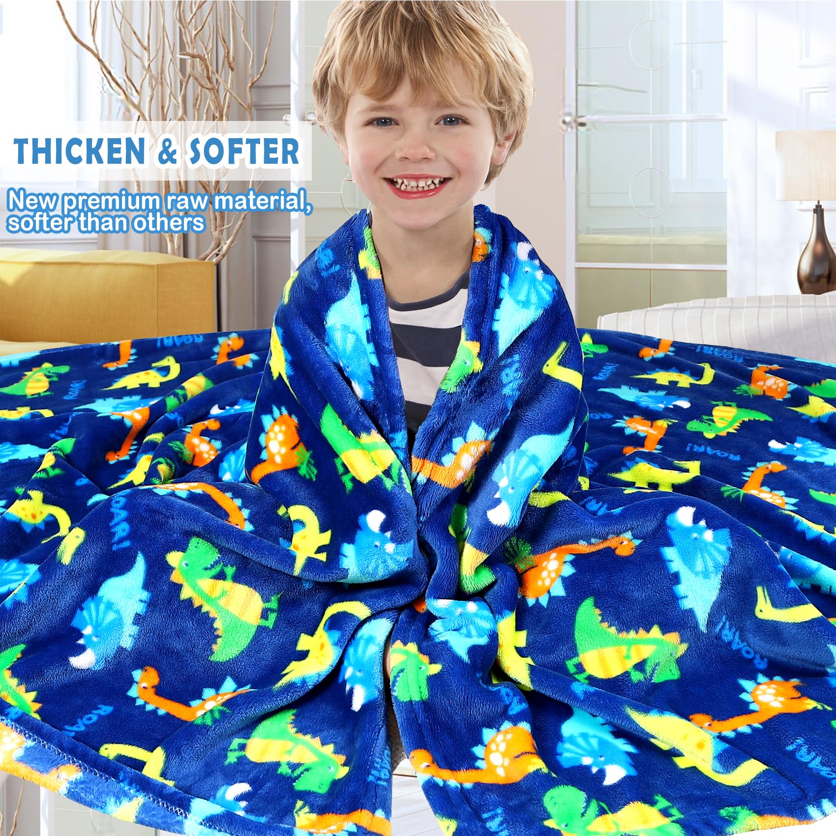 Dinosaur Fleece Throw Blanket for Kids 50x60 Inches