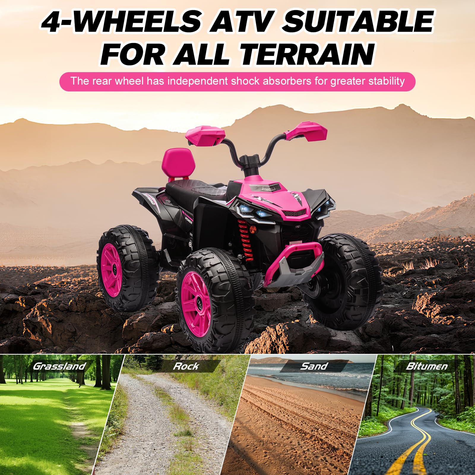 24V Kids ATV 4-Wheeler Ride-On with LED Lights