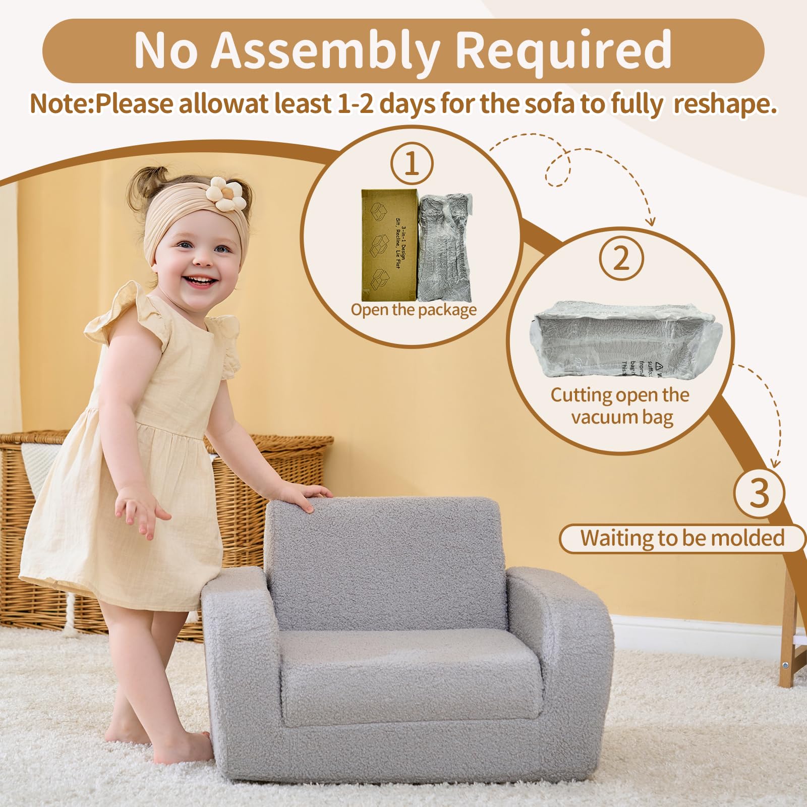 3-in-1 Toddler Couch with Fold Out Bed