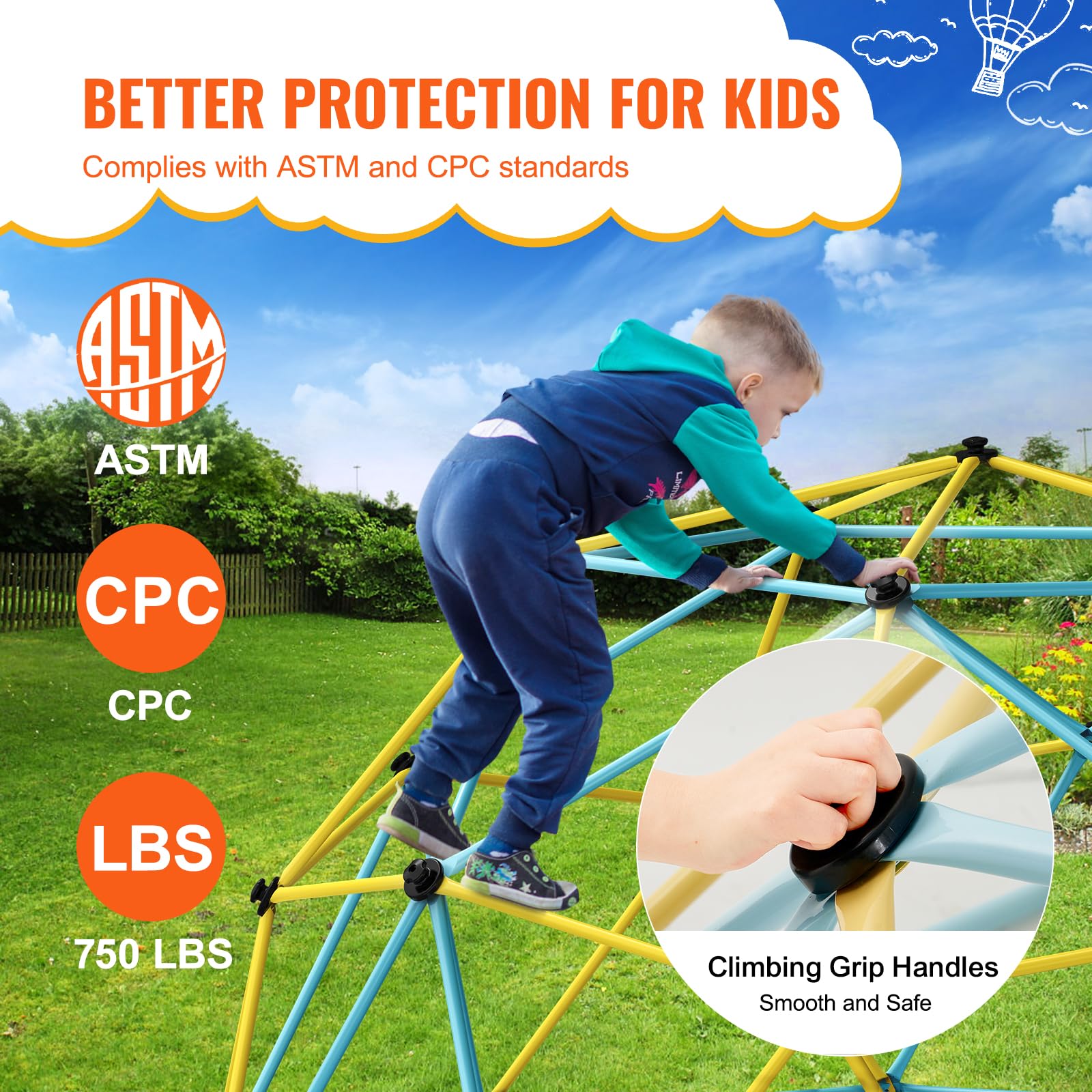 10FT Geometric Climbing Dome for Kids 3-10 Years