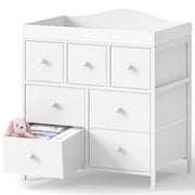 Changing Table Dresser with 7 Fabric Drawers, Baby Dresser