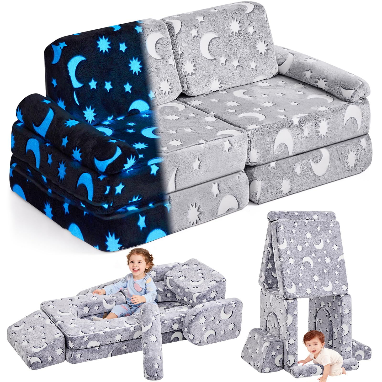 Modular Kids Play Couch with Glow-in-the-Dark Features