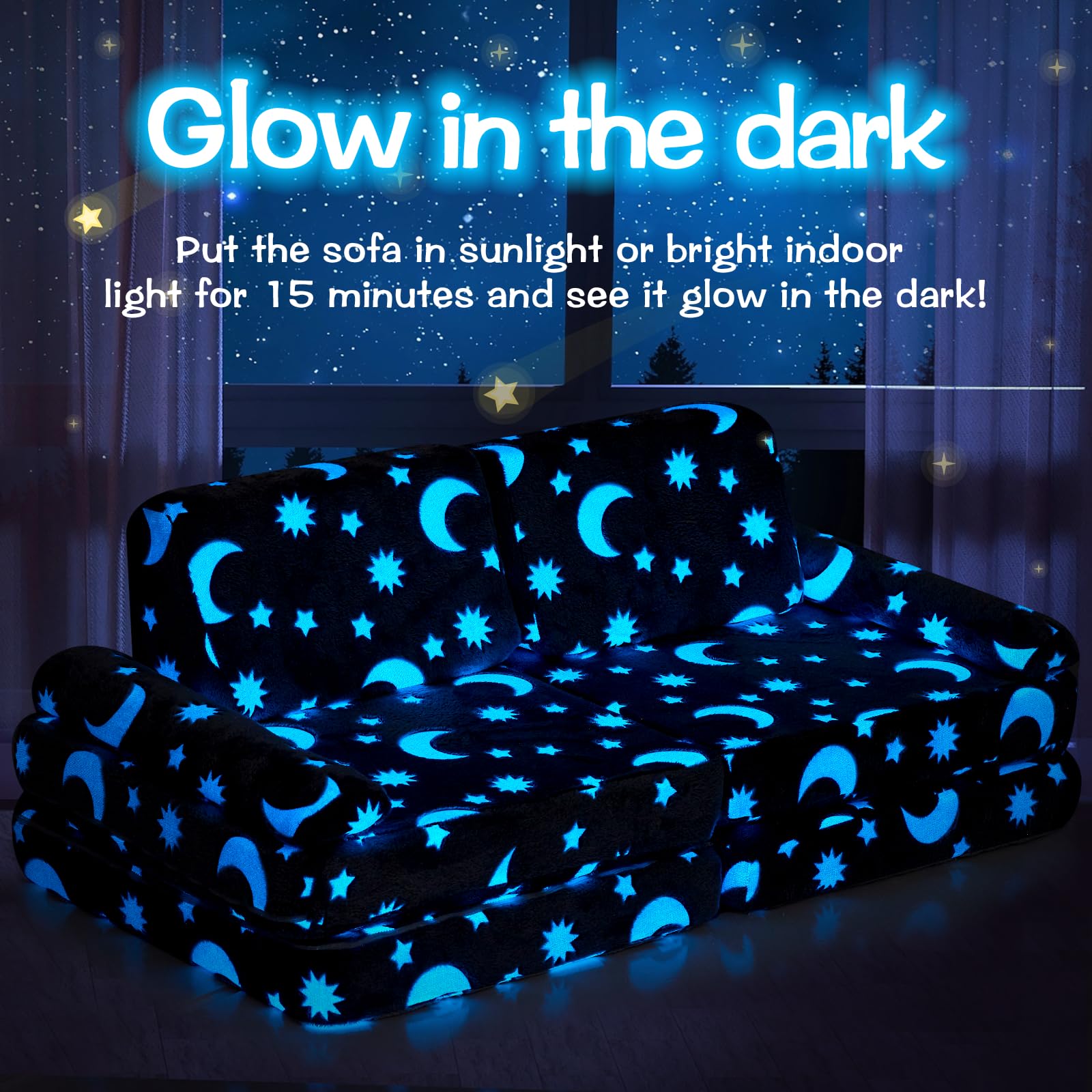 Modular Kids Play Couch with Glow-in-the-Dark Features