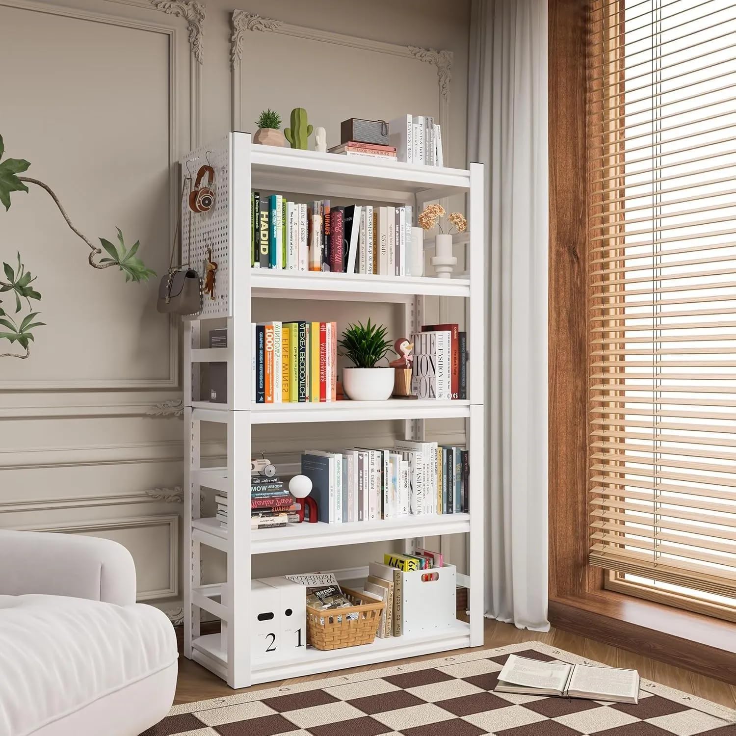 White Garage Shelving, 5 Tier Adjustable Shelving Units