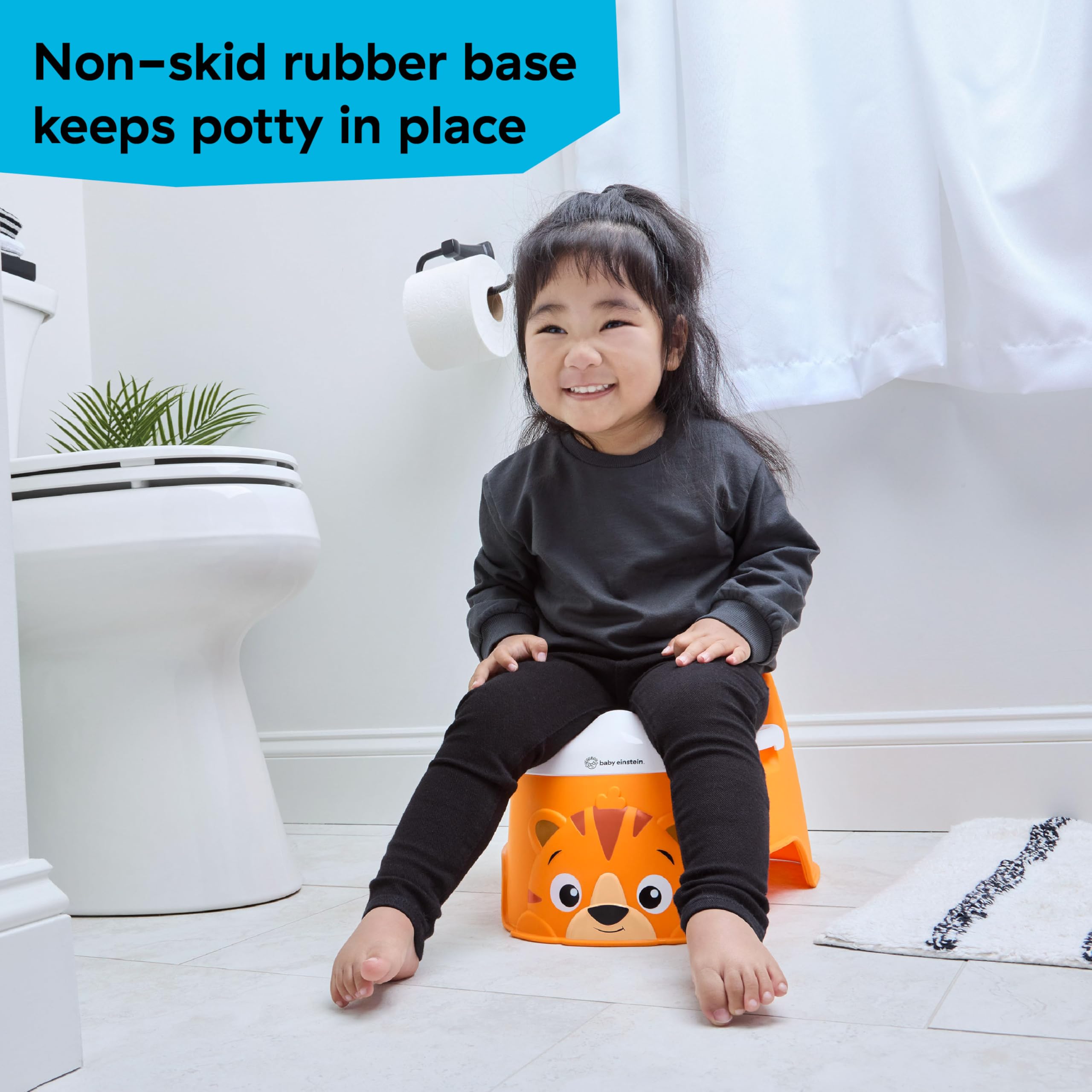 Baby Einstein Tinkle and Reveal Tiger Potty Training Toilet, Non-Skid Toddler Potty, Removable Bowl, Ages 18+ Months