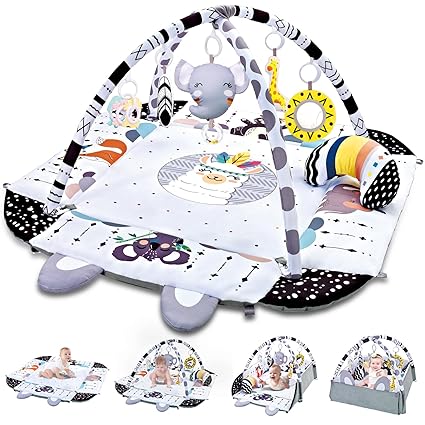 Baby Gym Play Mat, 8-in-1 Tummy Time Mat & Activity Gym