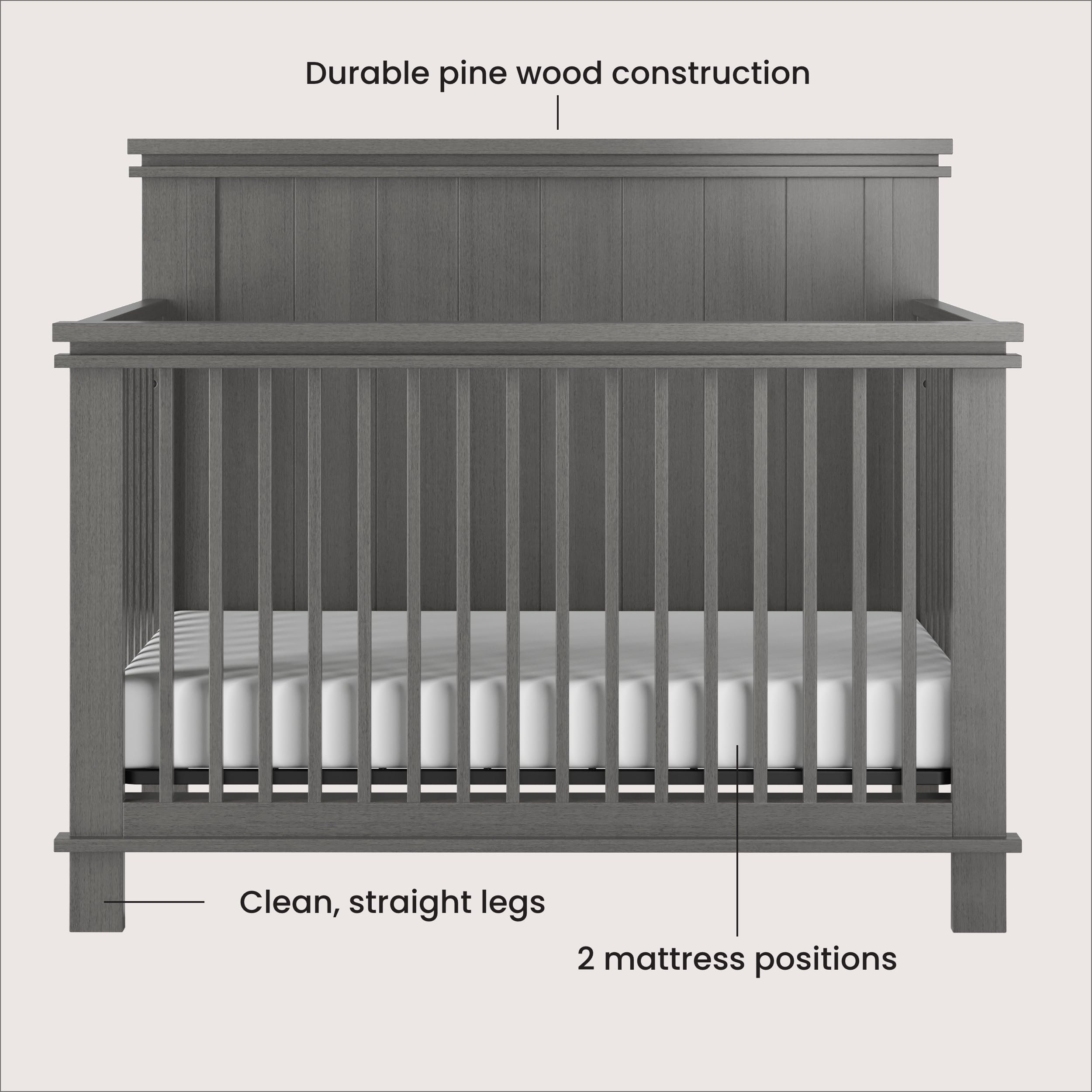 2-Piece Convertible Crib and Dresser Nursery Set