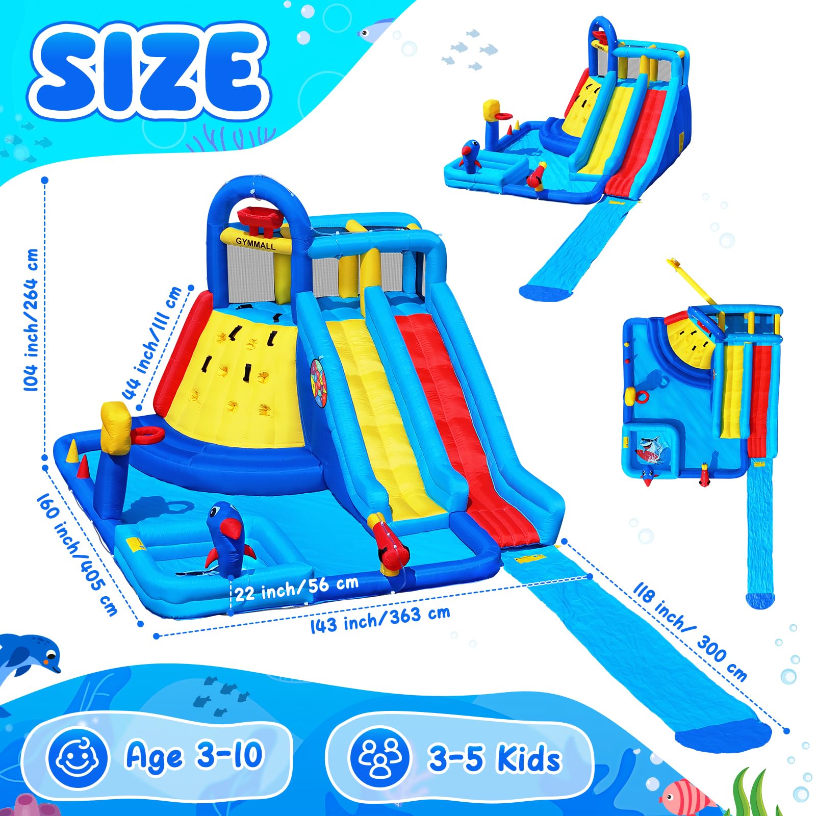 Inflatable Bounce House with Water Slide for Kids