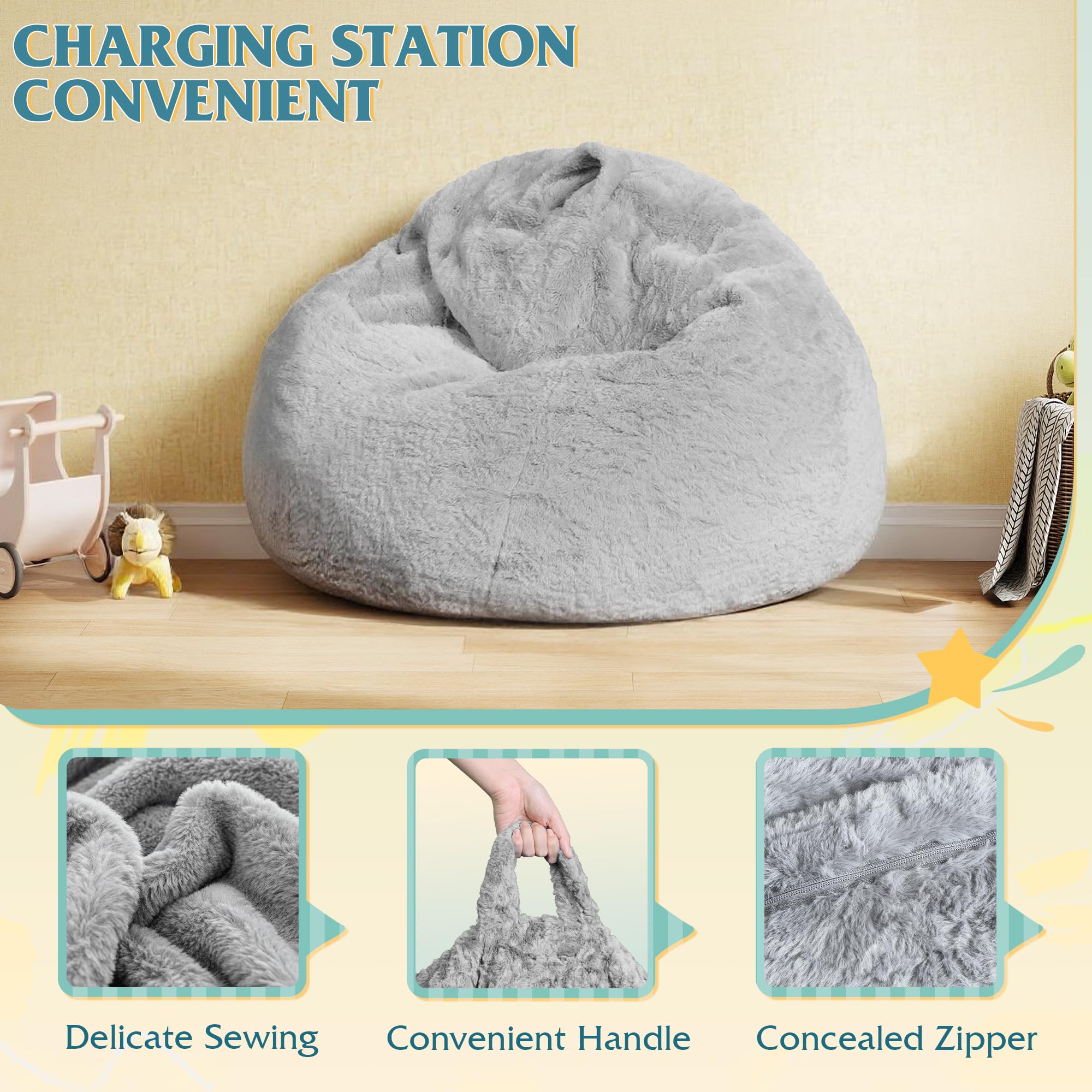 Kids Bean Bag Chair with Memory Foam