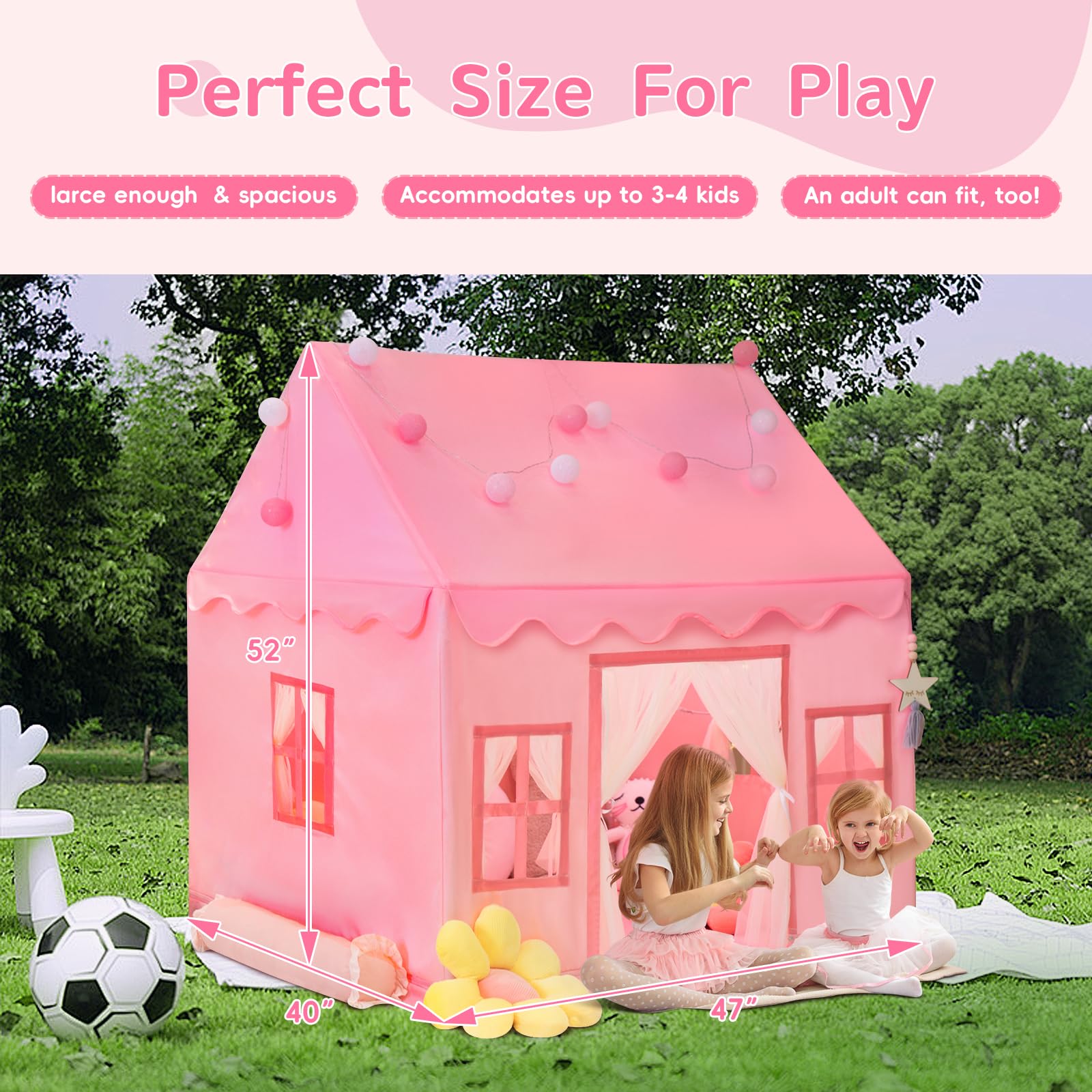 Kids Play Tent Playhouse with Star Lights and Accessories