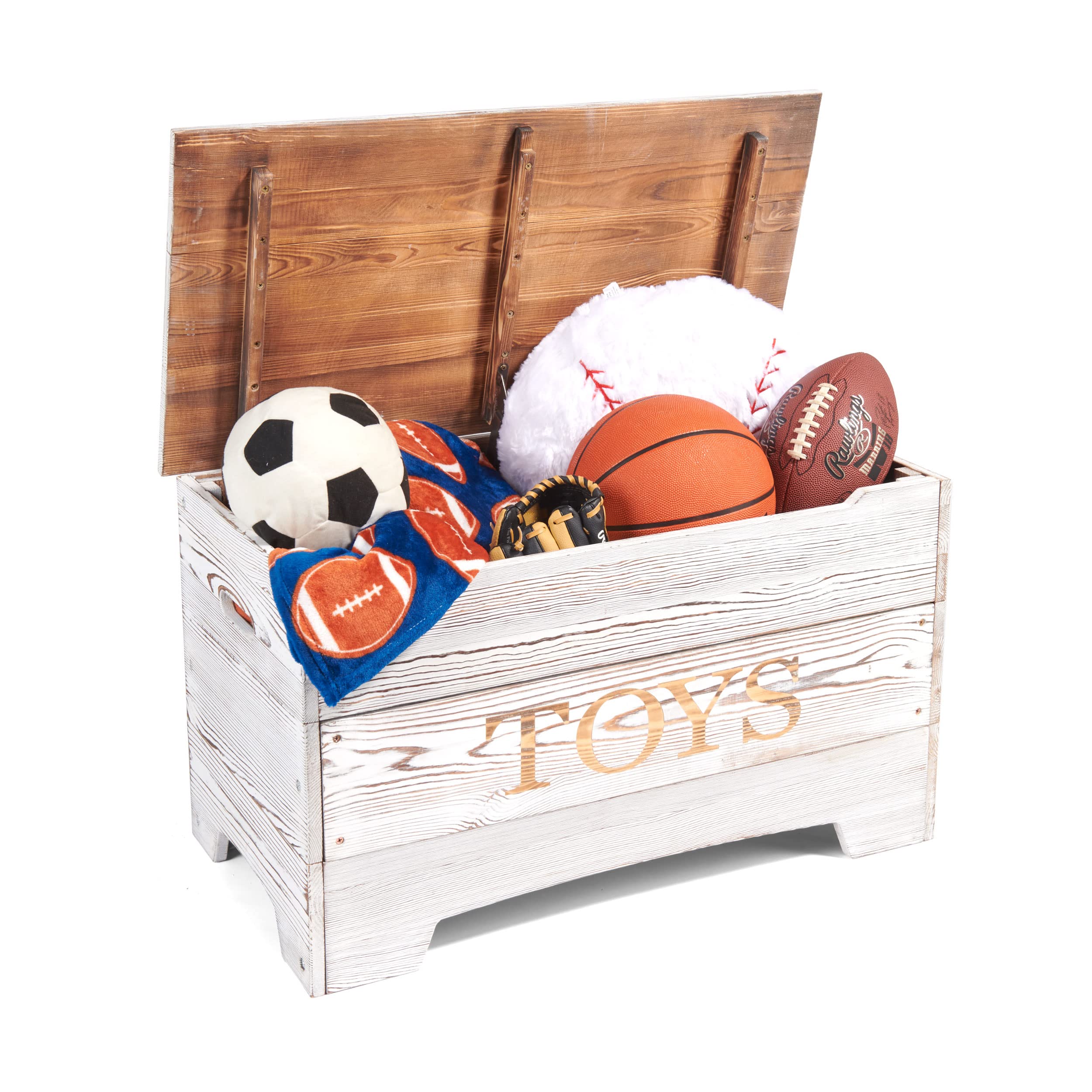 Farmhouse Solid Wood Toy Box - Rustic Storage Chest with Reversible