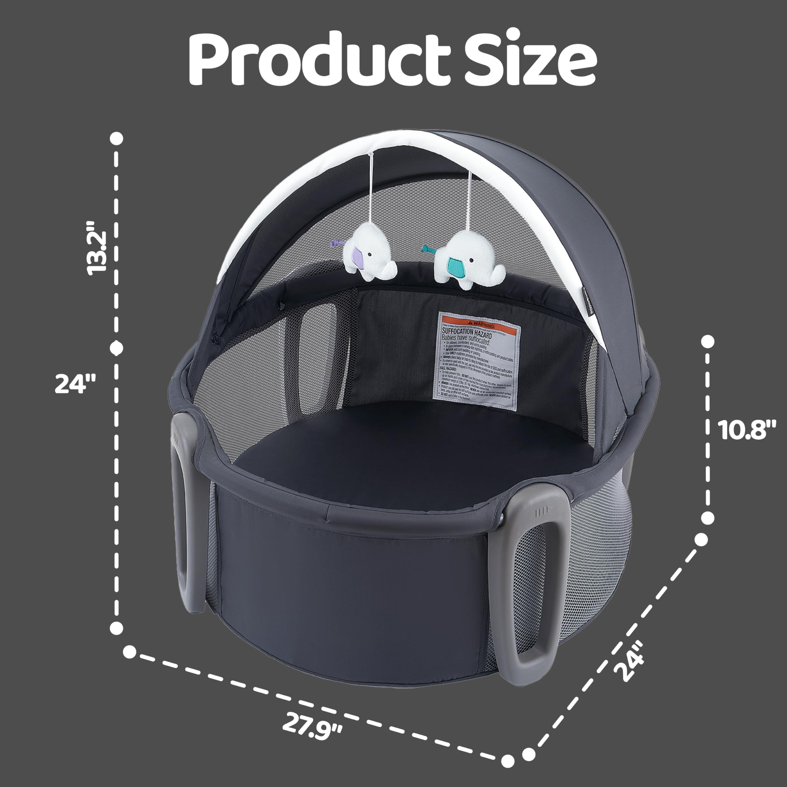 Portable Baby Bassinet and Play Space with Canopy