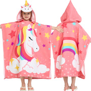Kids Beach Towels with Hood for 3-10 Years Boys Girls Unicorn Hooded Toddler Bath