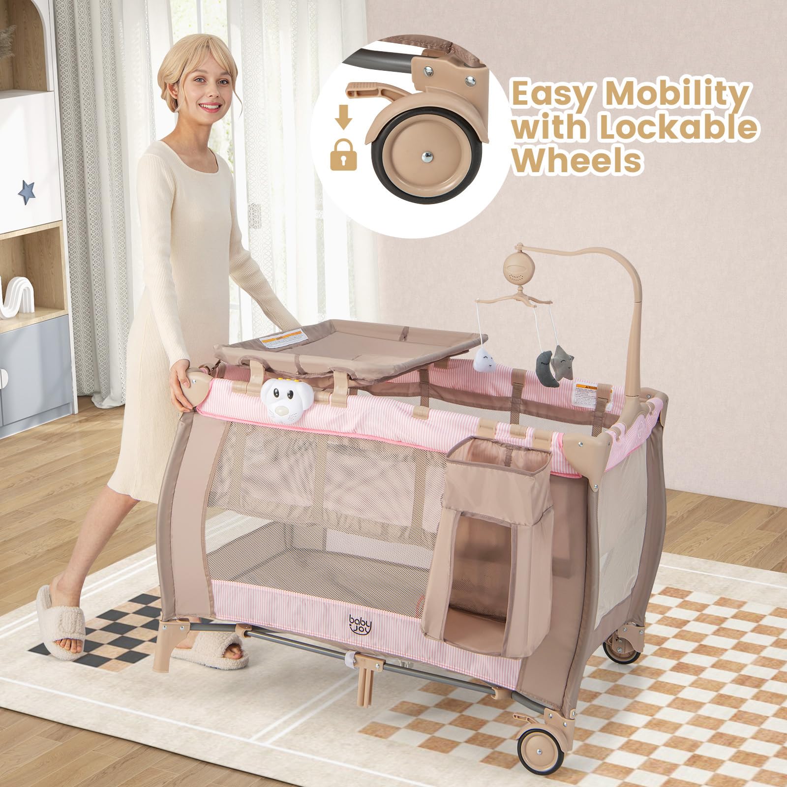 3-in-1 Convertible Baby Playard with Bassinet and Changing Table