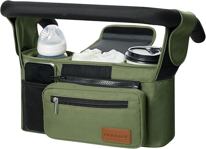 Universal Stroller Organizer with Insulated Cup Holder Detachable Phone Bag