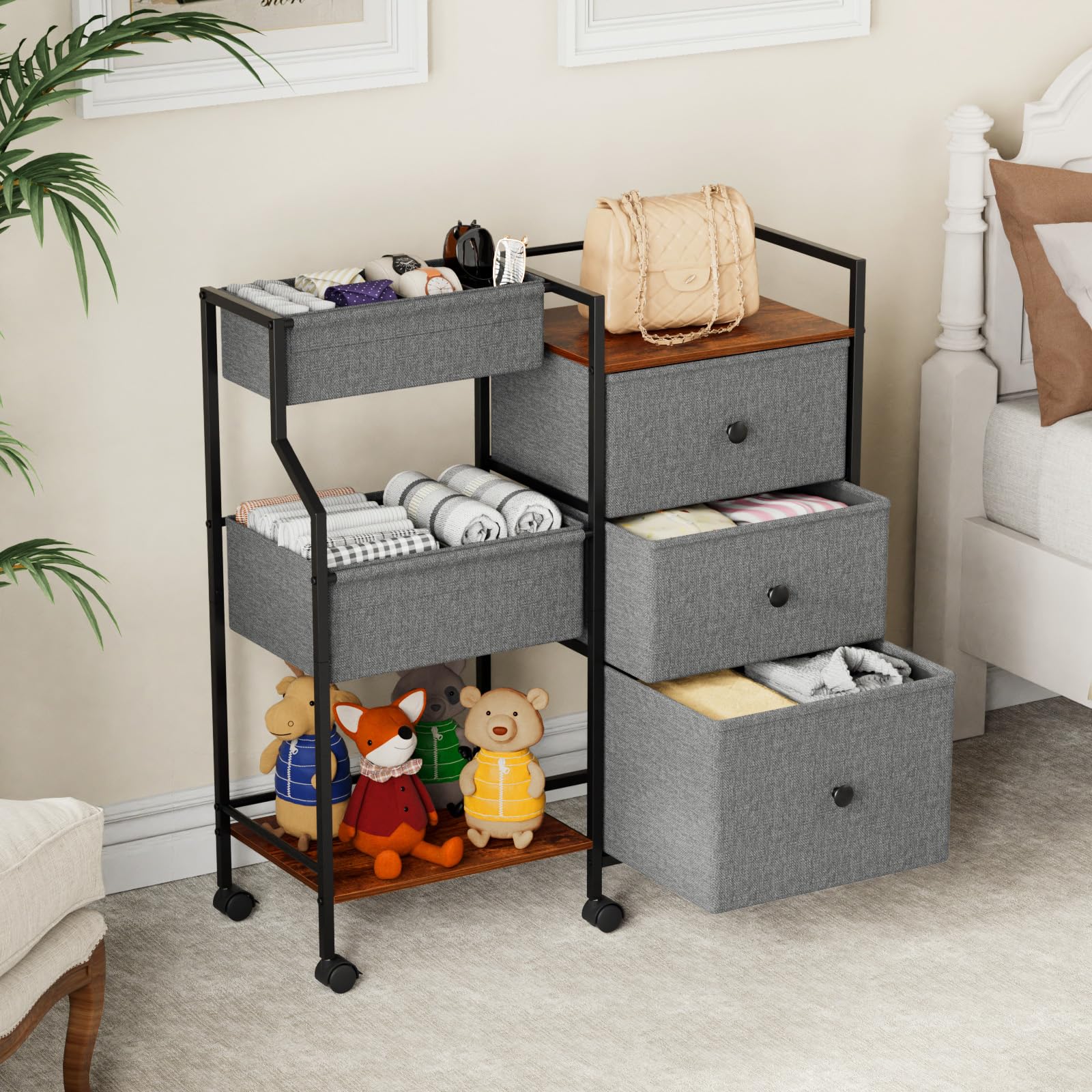 Baby Diaper Caddy Organizer and Storage - 3 Tier Rolling Cart