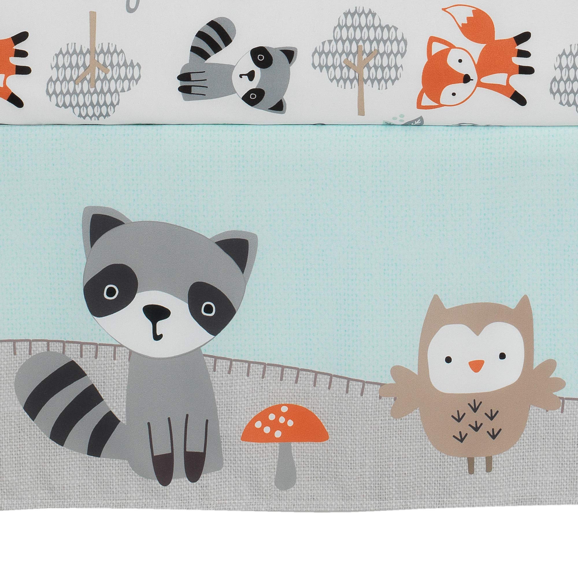 Woodland Friends 5-Piece Crib Bedding Set Mint Gray