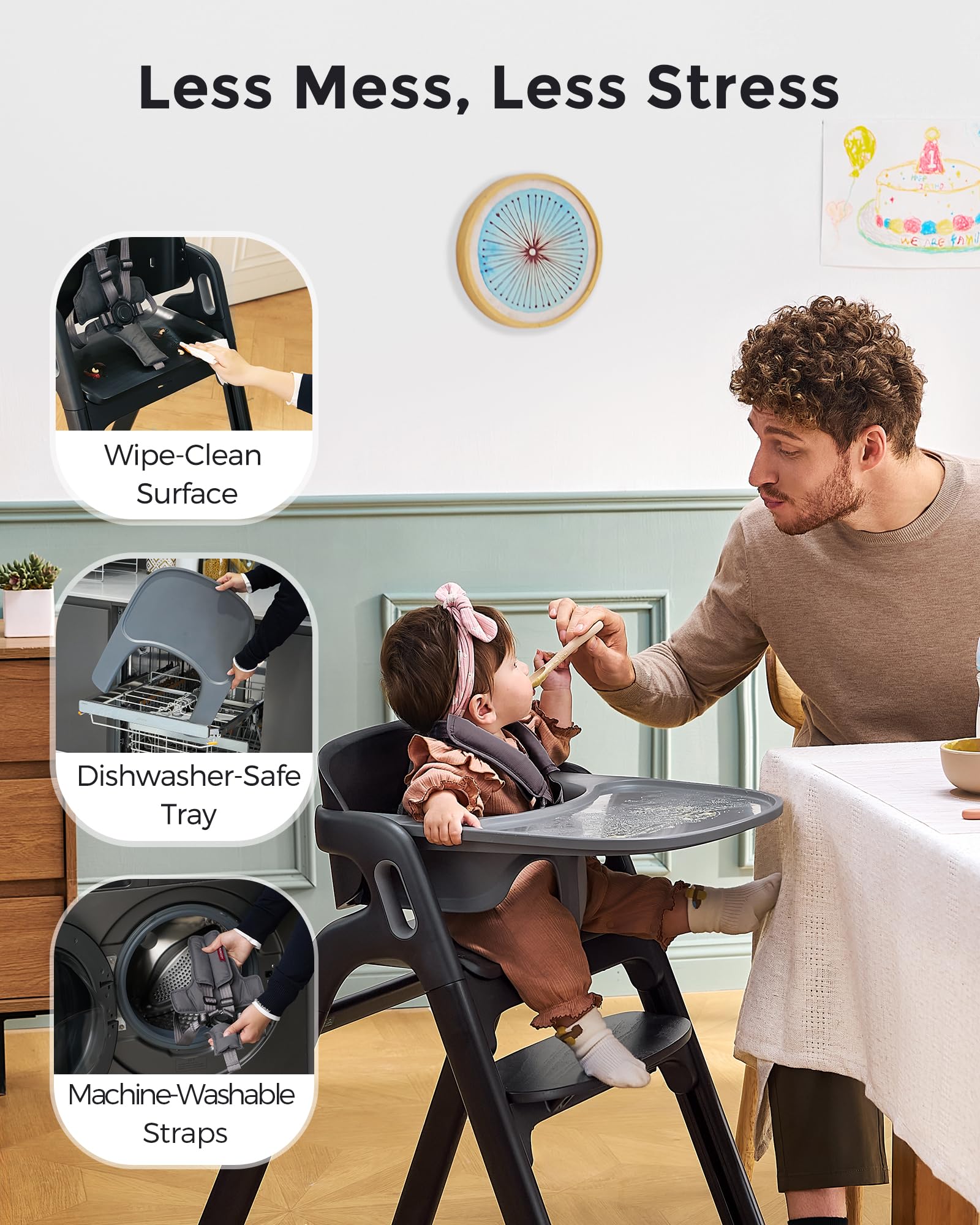 5-in-1 Convertible Wooden High Chair for Babies and Toddlers