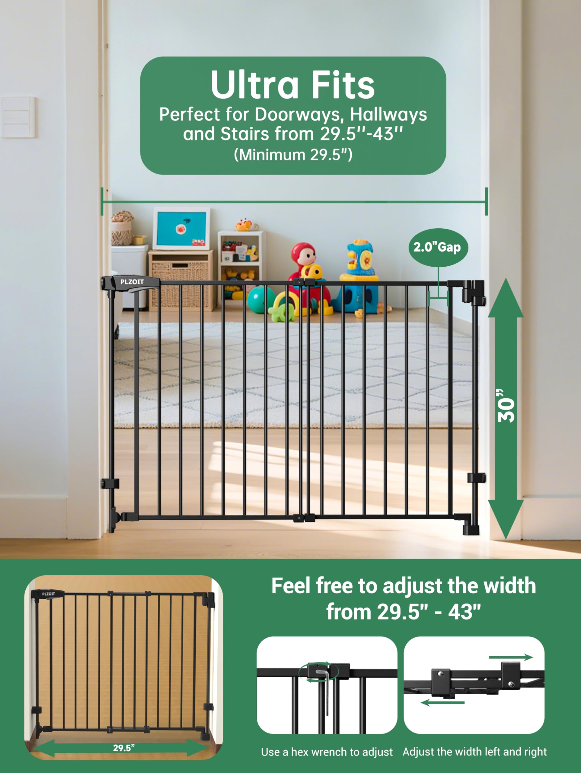 Extra-Wide Freestanding Pet Gate with Auto-Close Door - 5 Panels