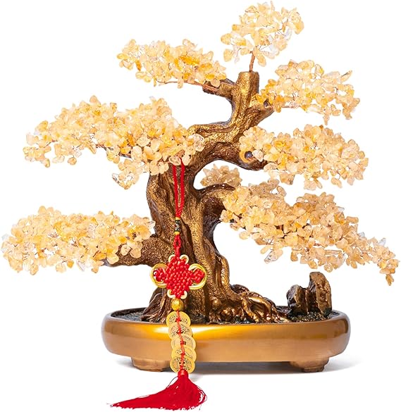 Green Aventurine Gemstone Crystal Bonsai Tree of Life Large Feng Shui