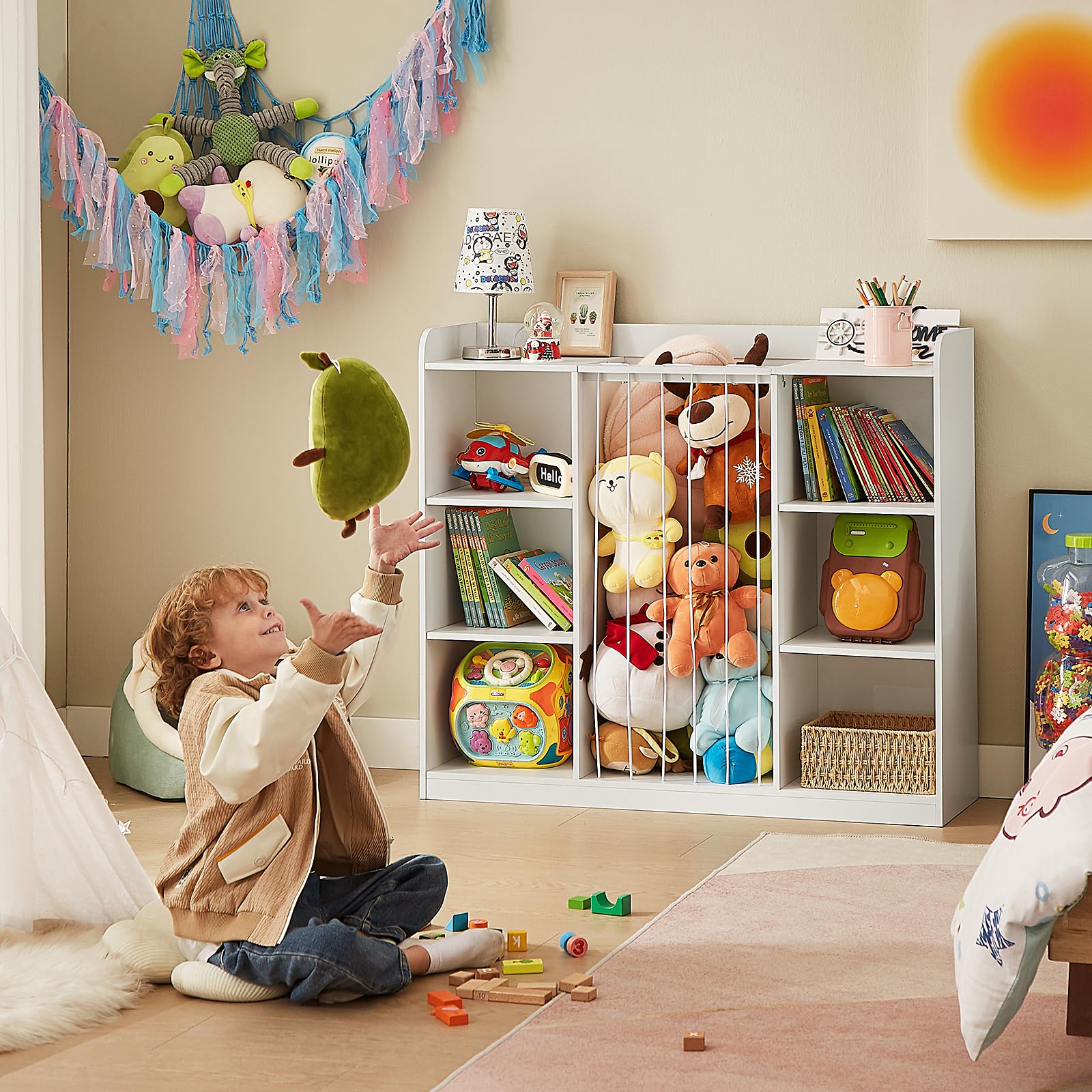 Kids Toy Storage Organizer with Stuffed Animal Holder