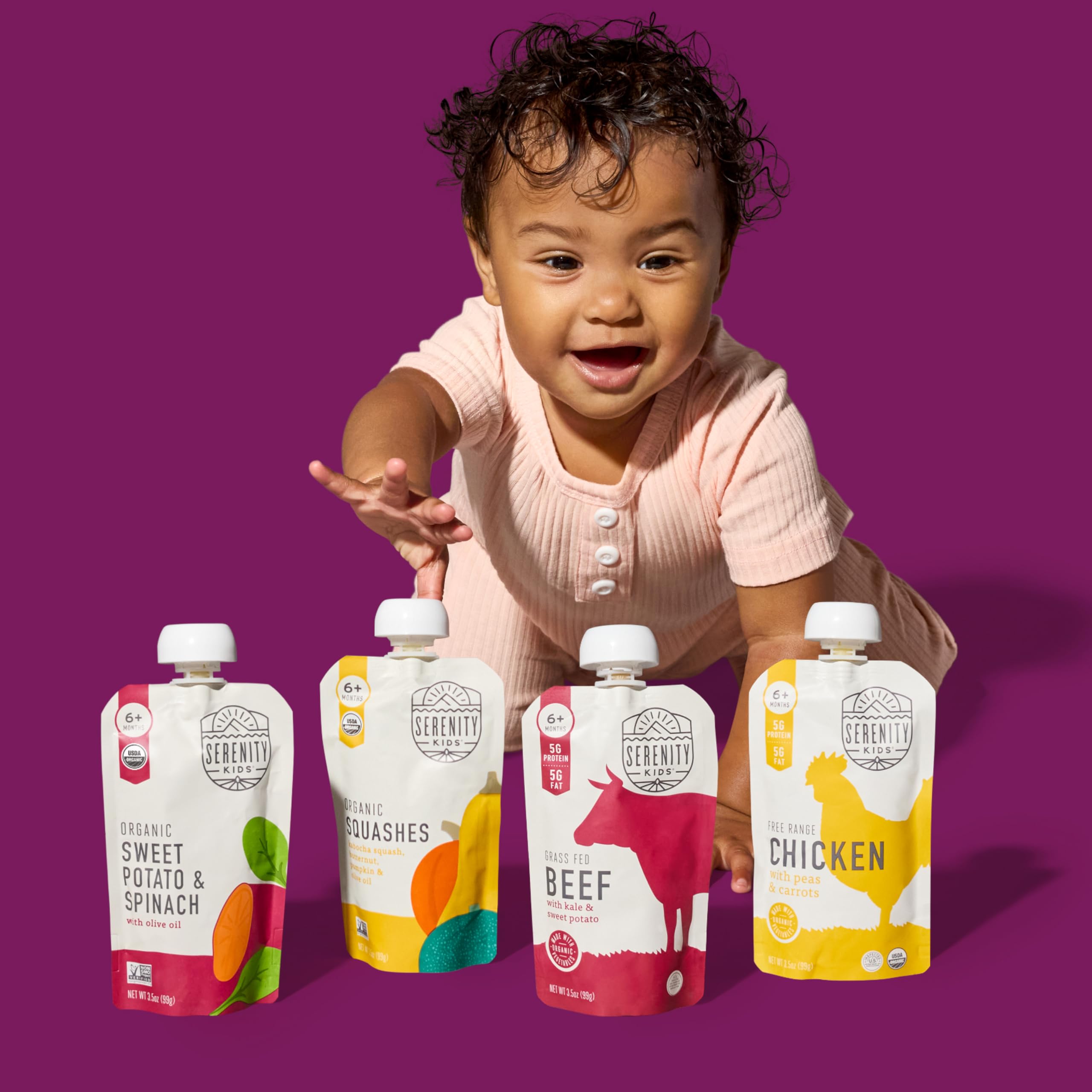 6+ Months Meats + Veggies Mixed Baby Food Puree Pouch Variety Pack 18 Count- No Sugary Fruits or Added Sugar - 3.5 Oz BPA & Allergen Free Pouch- Baby Puree Variety Pack - Pouches - Bison