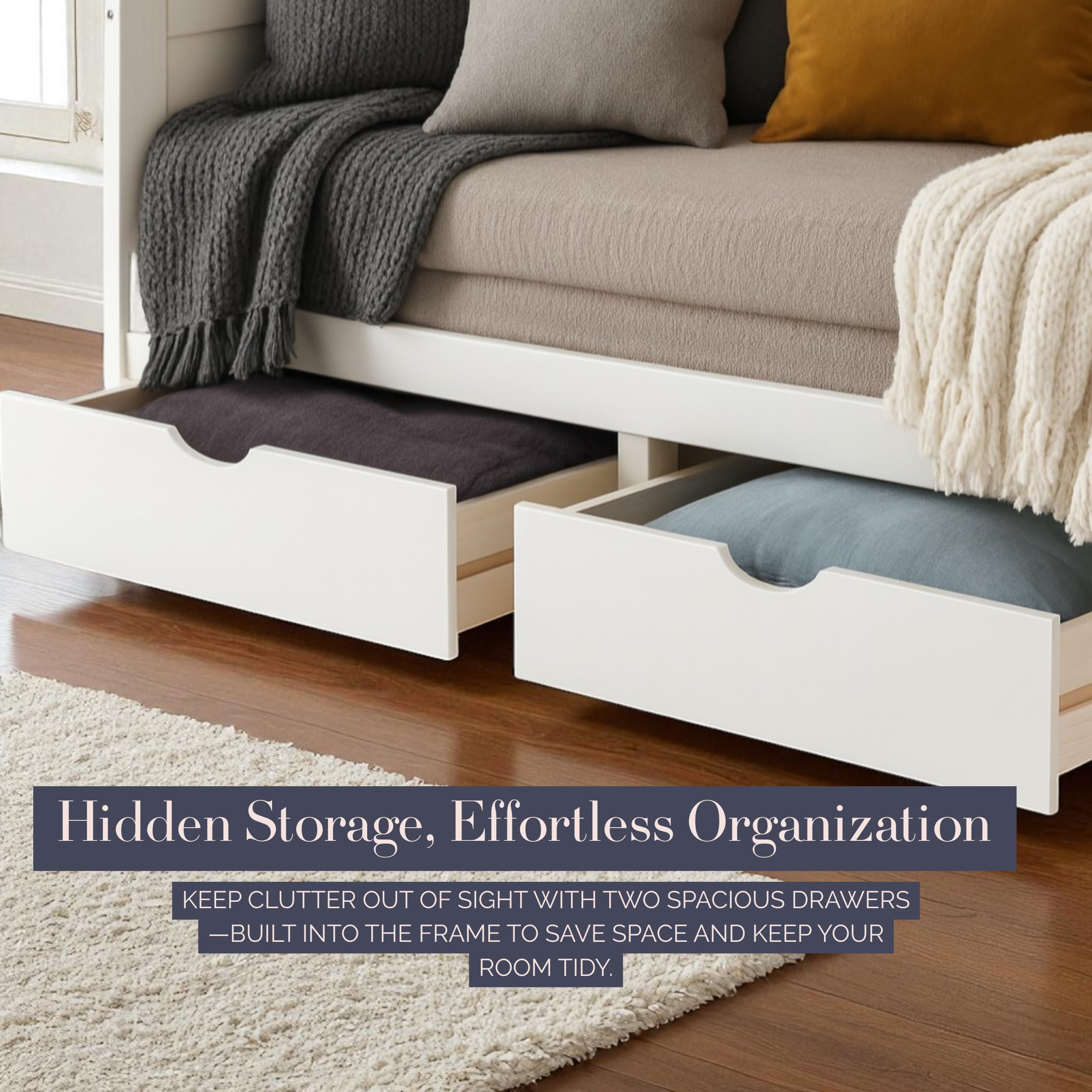 Twin to King Daybed with Trundle and Storage Drawers