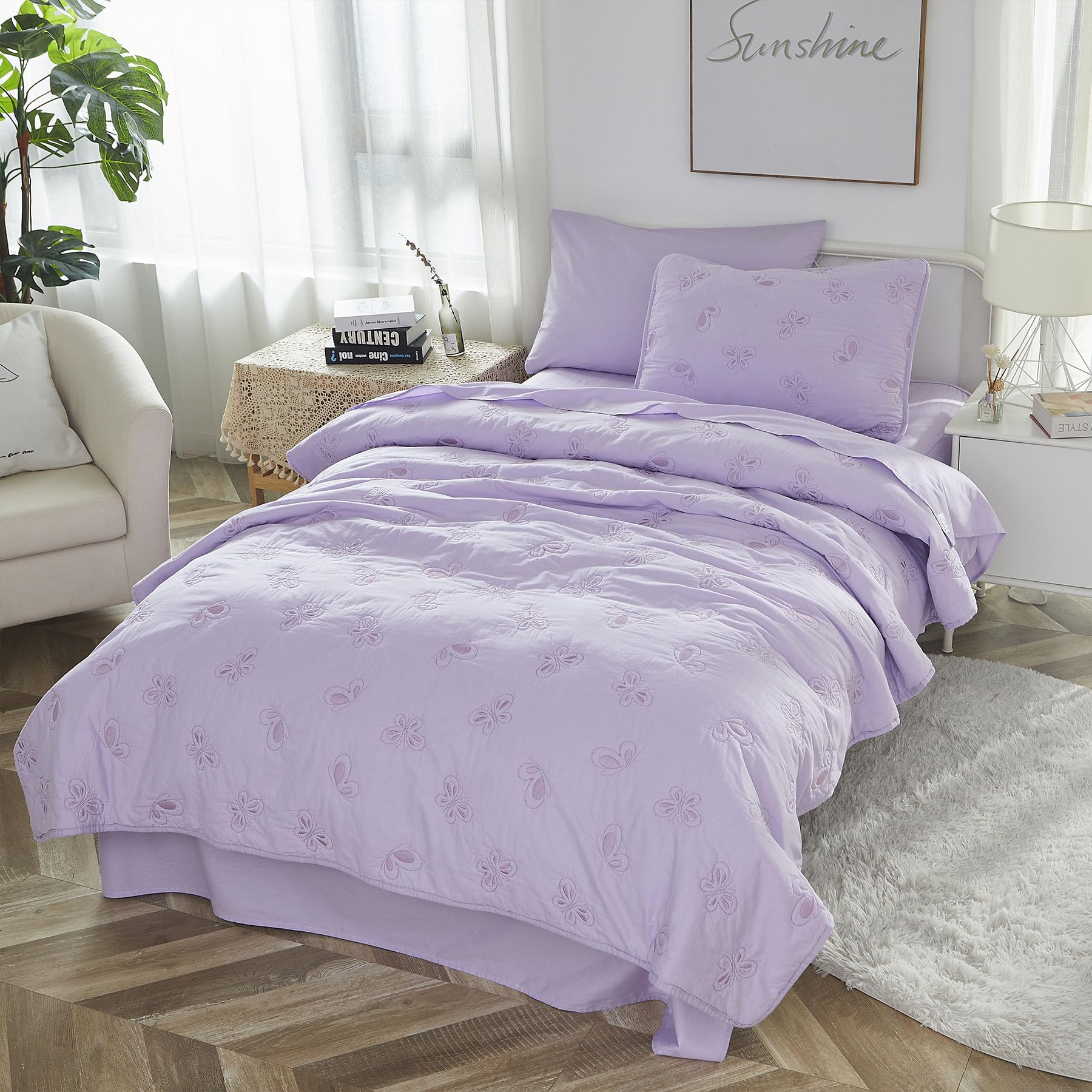 Kids Twin Bedding Comforter Set Kids Bed-in-a-Bag Butterfly