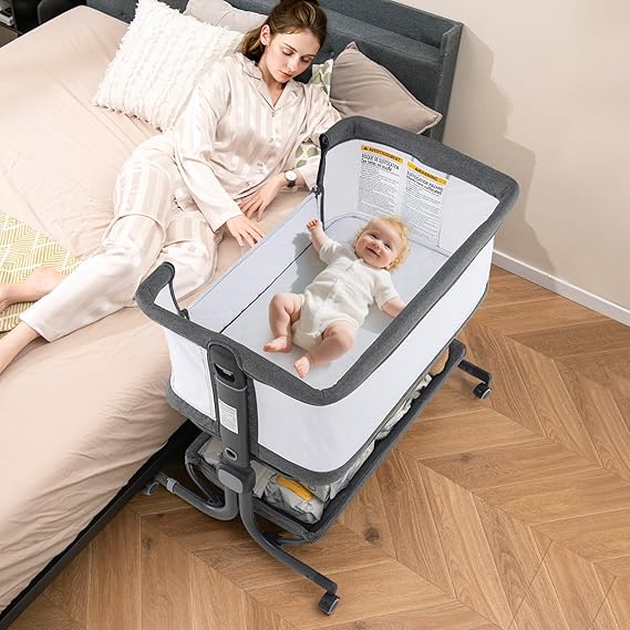 3 in 1 Baby Bassinet, Bedside Sleeper with Comfy Mattress, Wheels