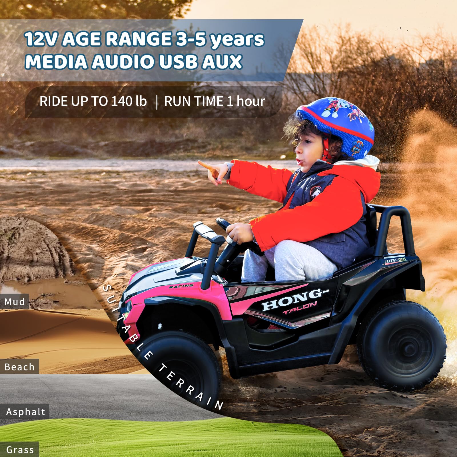 12V Kids Electric UTV Ride-On Car with Remote Control
