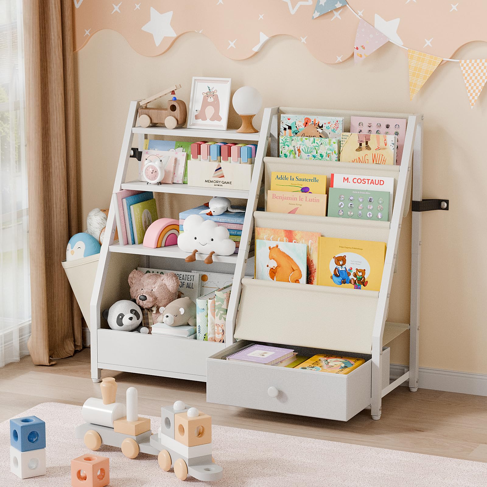 Kids Bookshelf and Toy Storage Organizer